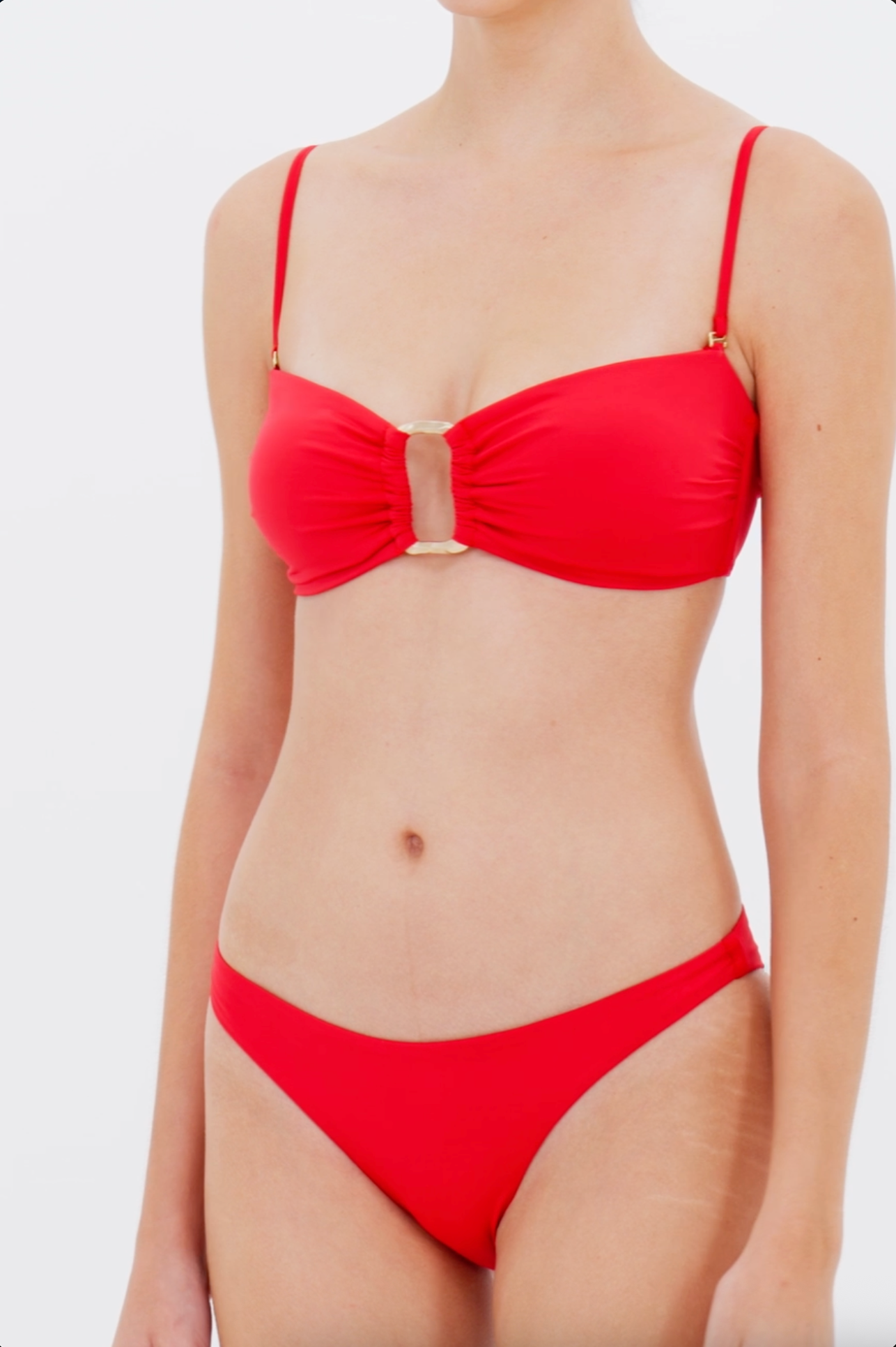 Red Buckle Bandeau Top