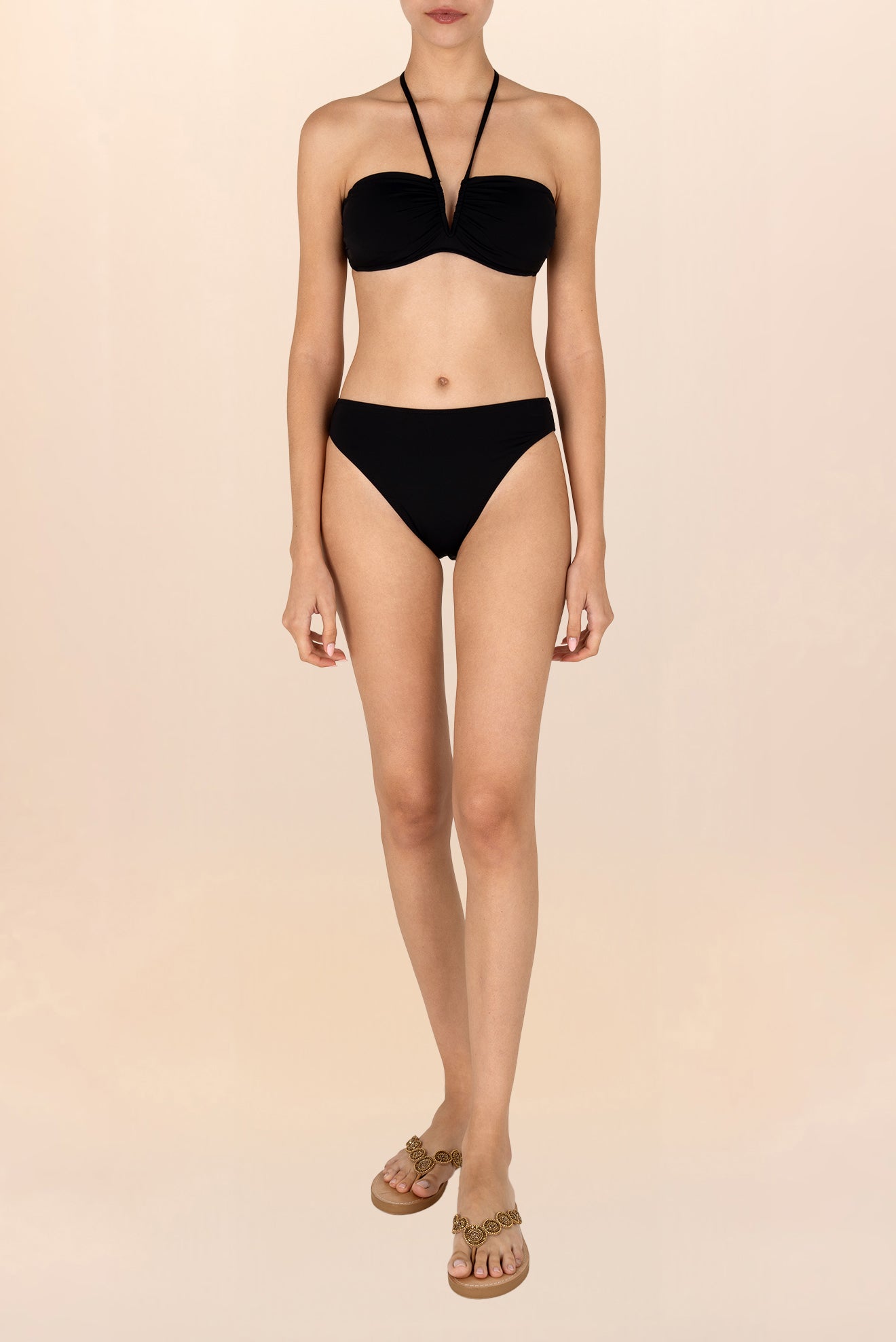 Top V Bandeau Breteles Negro