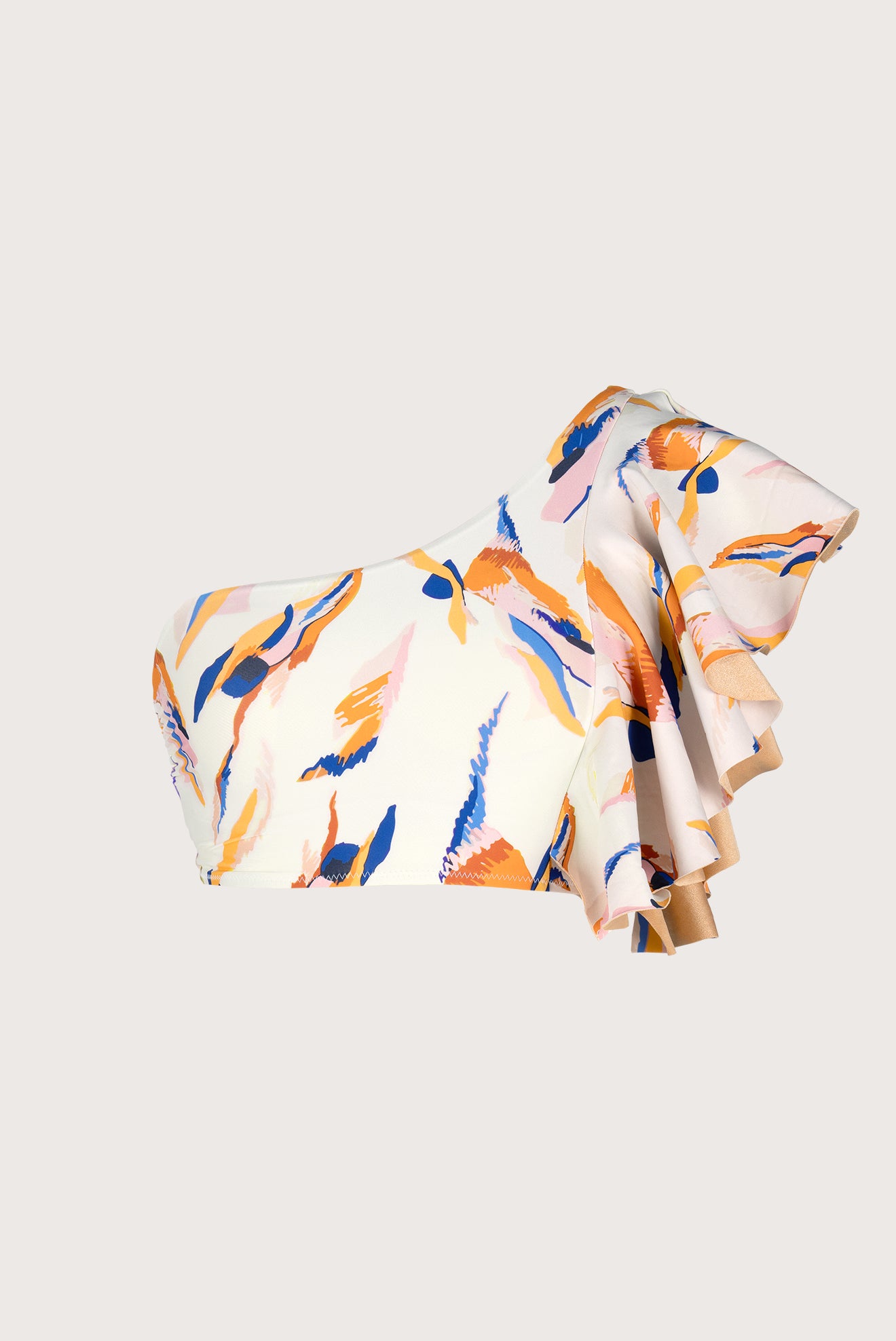 Calais Asymmetrical Ruffle Bikini Top