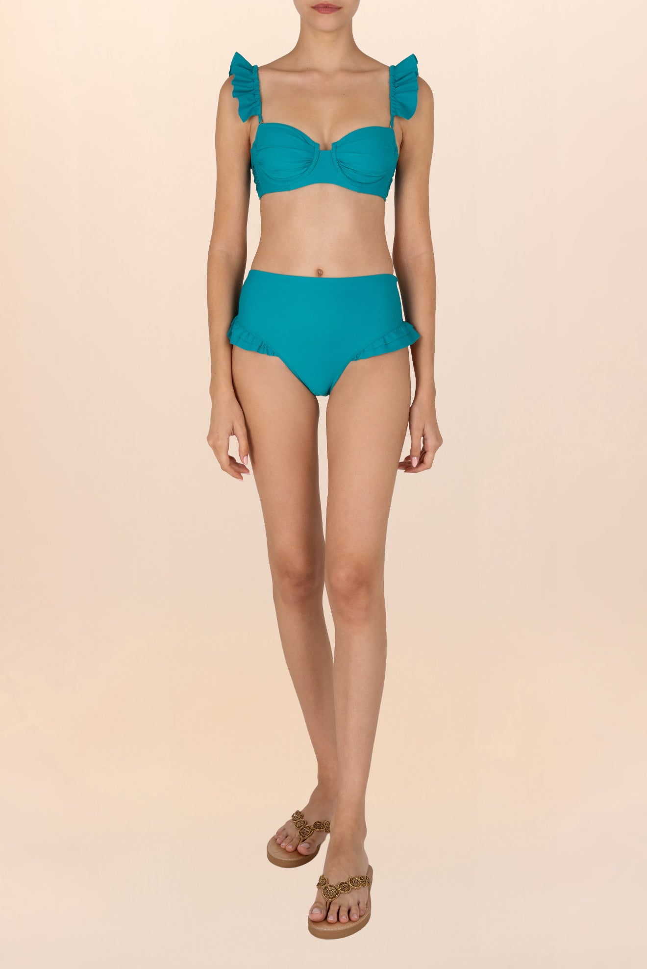 Top Volado Versalles Turquesa