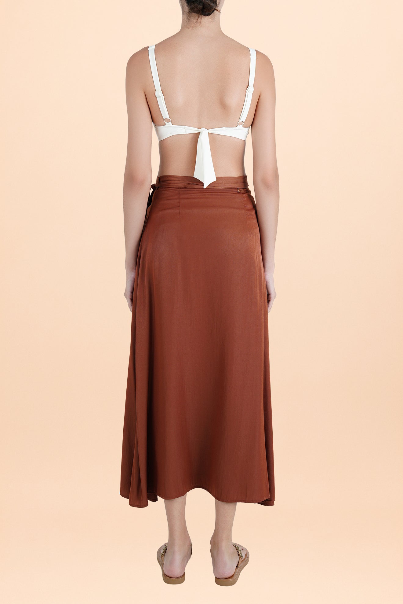 Satin Long Skirt Brown