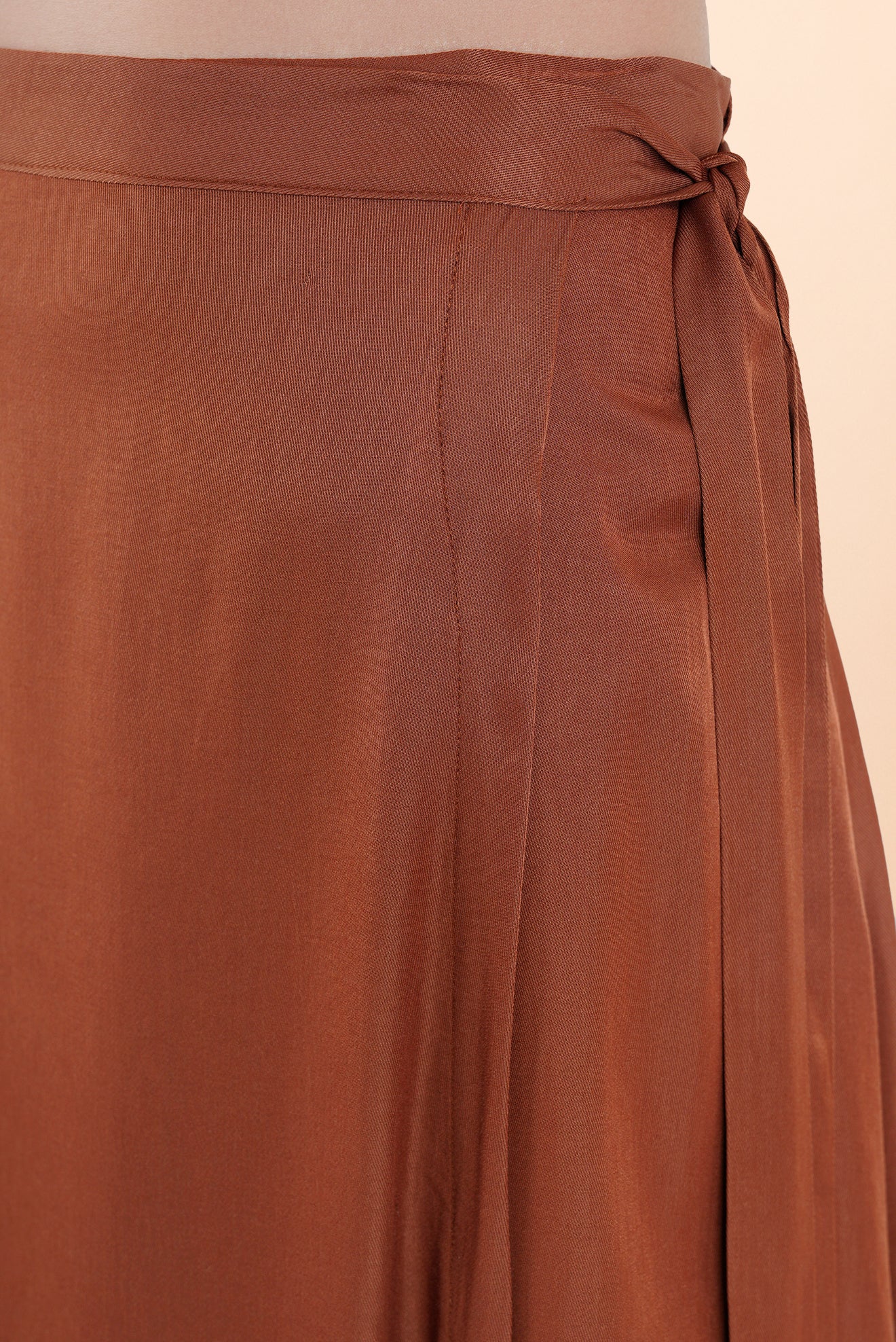 Satin Long Skirt Brown