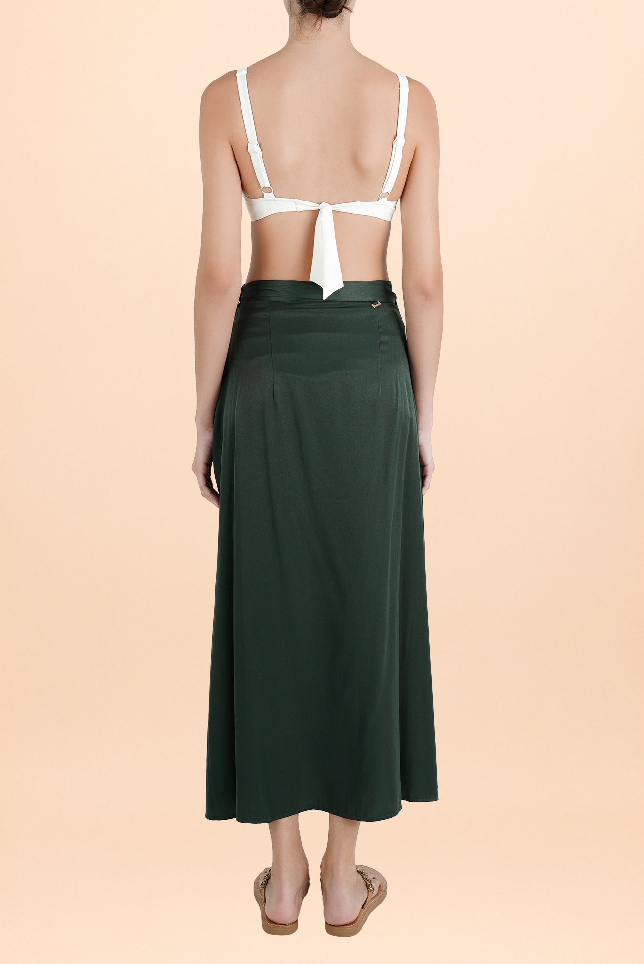 Satin Long Skirt Green