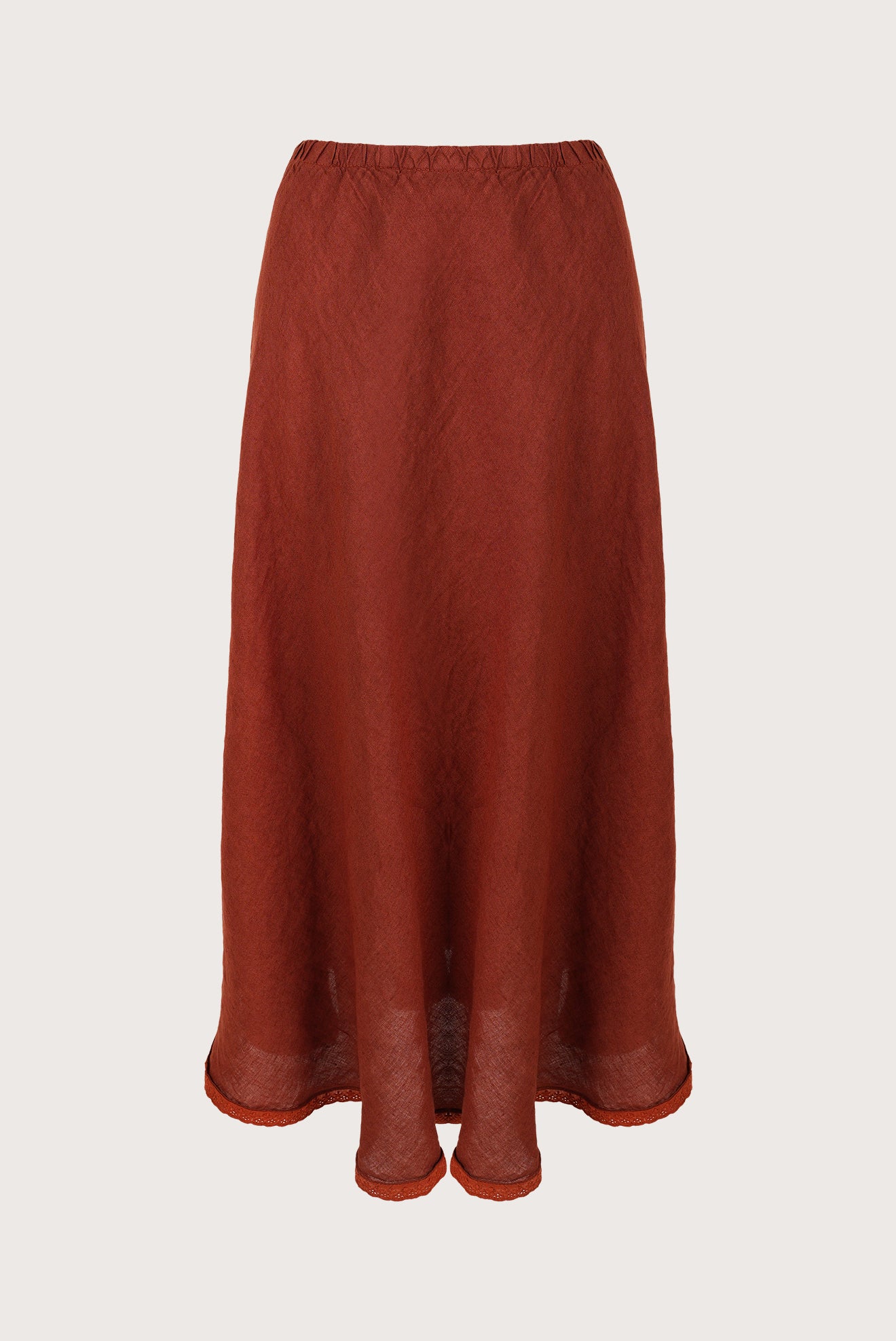 Falda Larga Broderie Lino Sienna, vista frontal