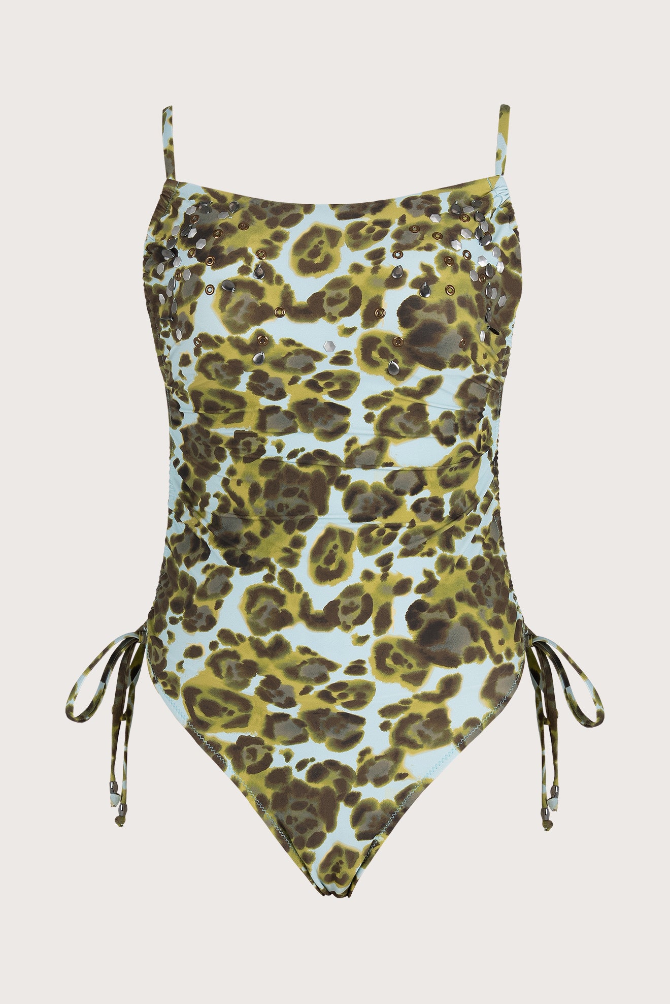 【LE’RURE 】Kirakira check onepiece Cirila Embellished One-Piece Swimsuit - Animal Print Style