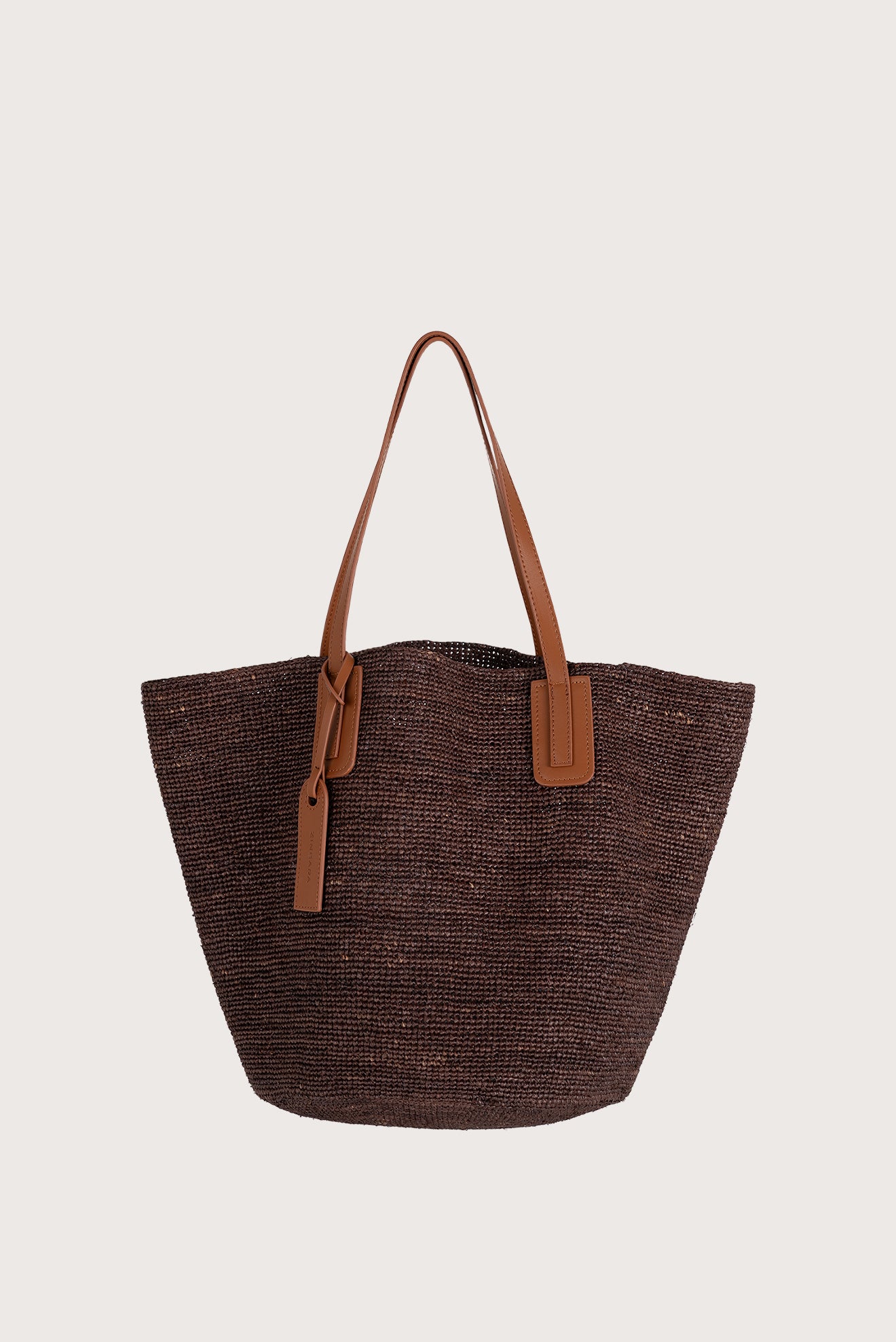Classic Raffia Tote Bag in Brown