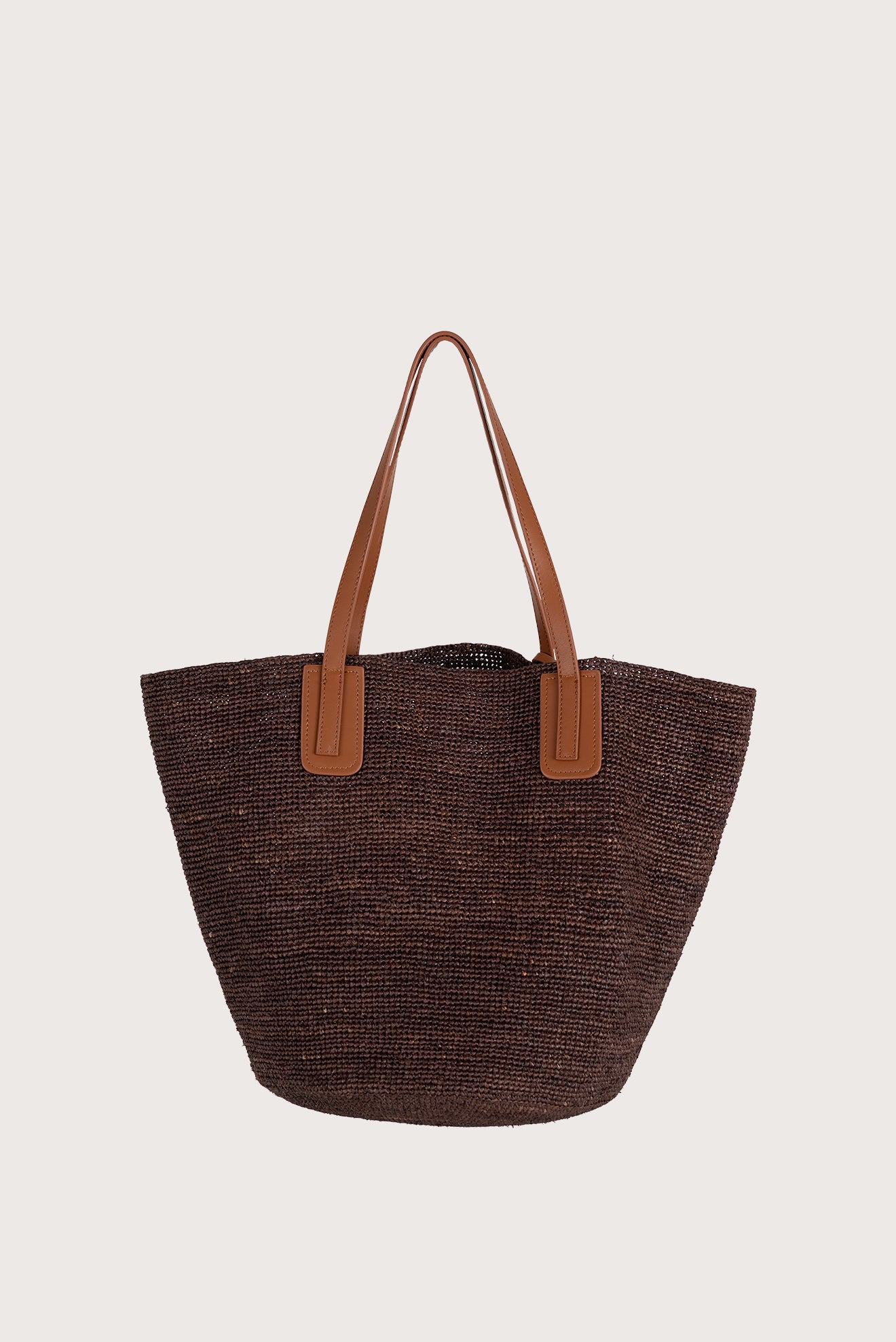 Classic Raffia Tote Bag in Brown