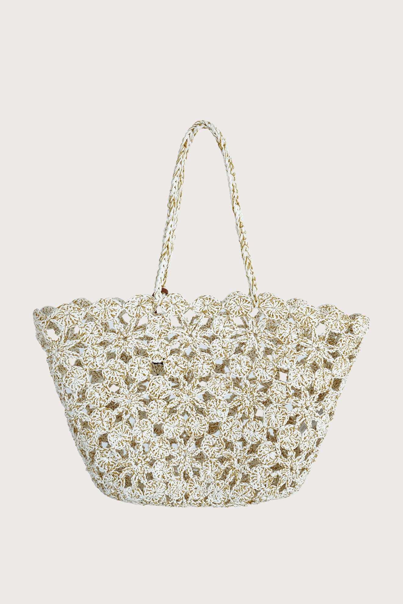 Crochet Flower Basket Off White