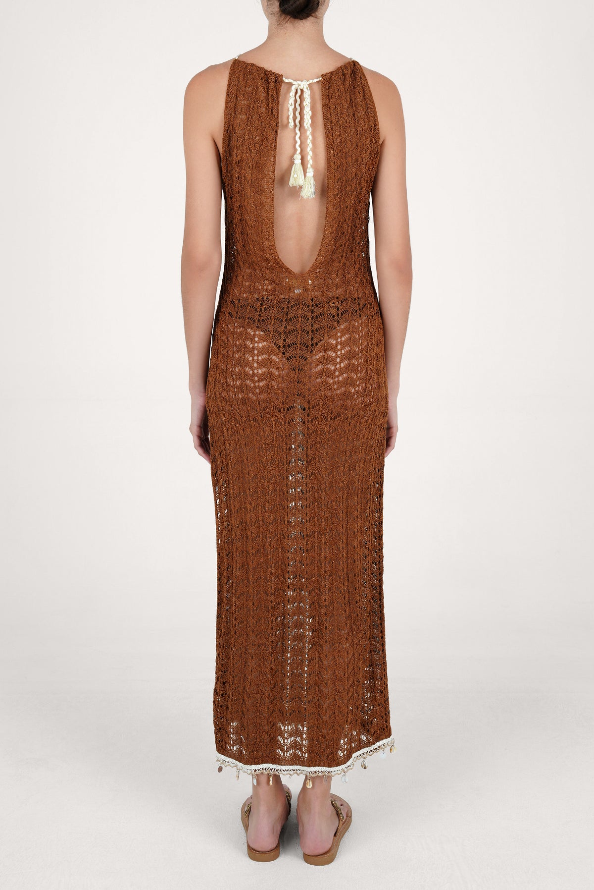Caraiba Halter Long Dress Gold