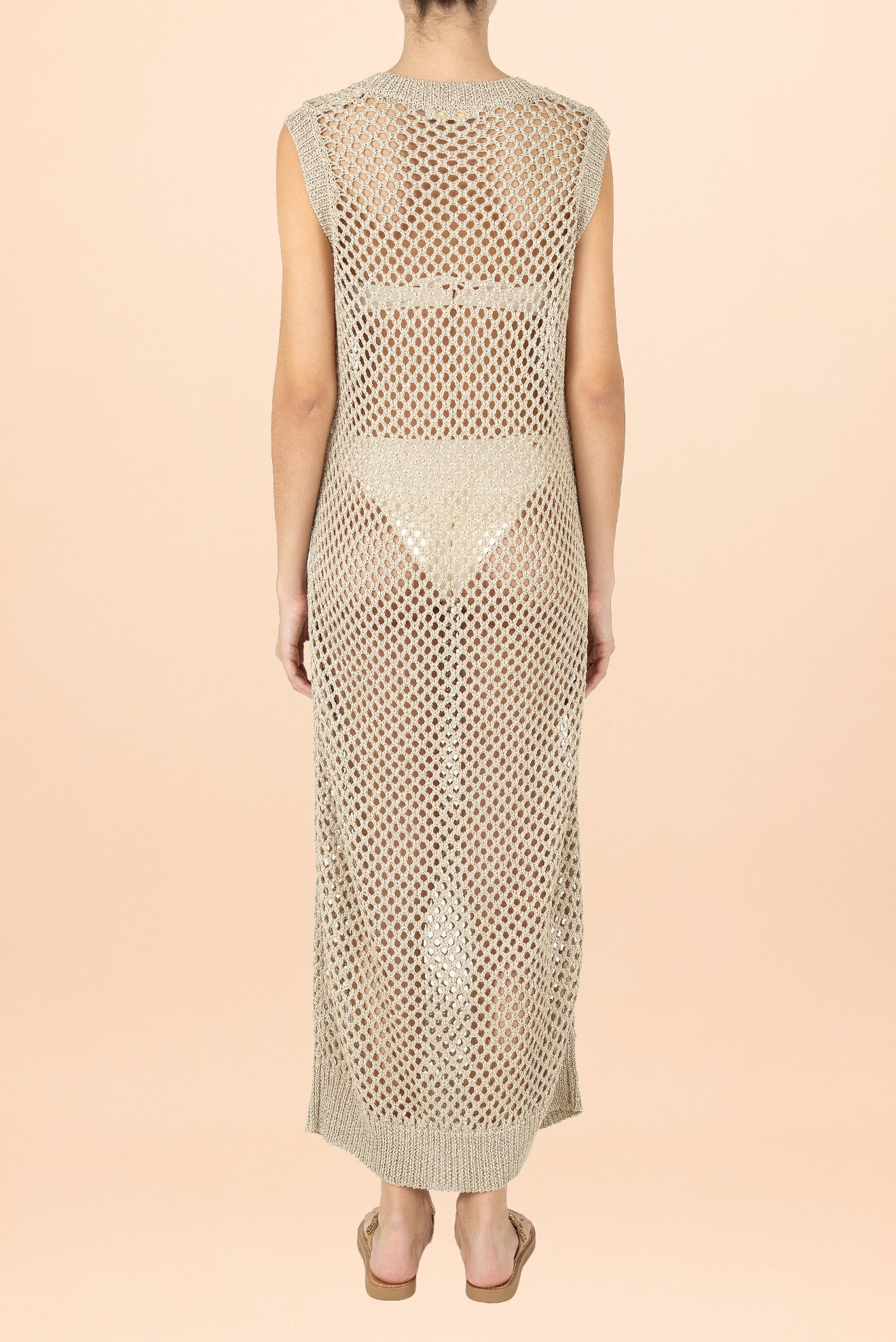 Vestido Largo Calado Do Reis Beige