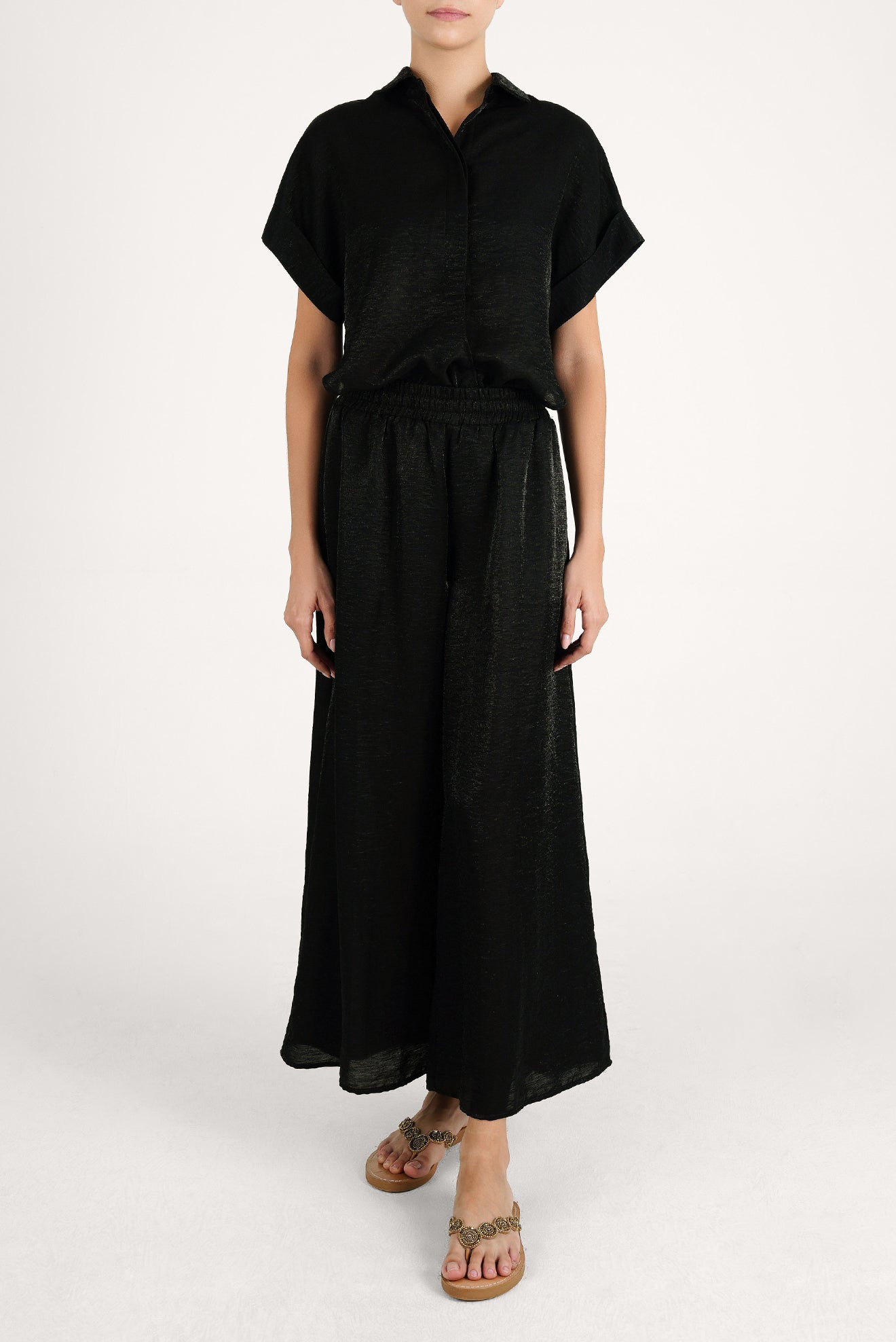 Camisa Crop Ilhabela Shine Negro