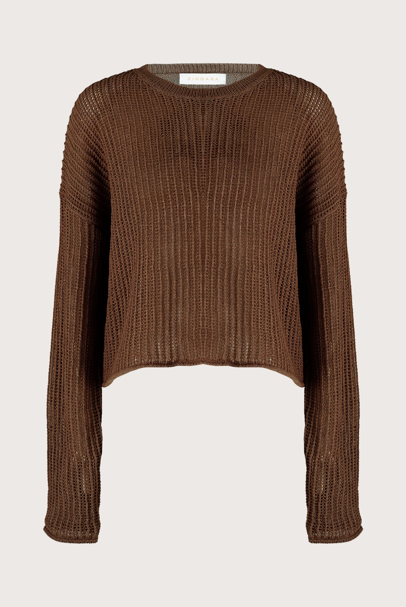 Brown Perla Openwork Sweater