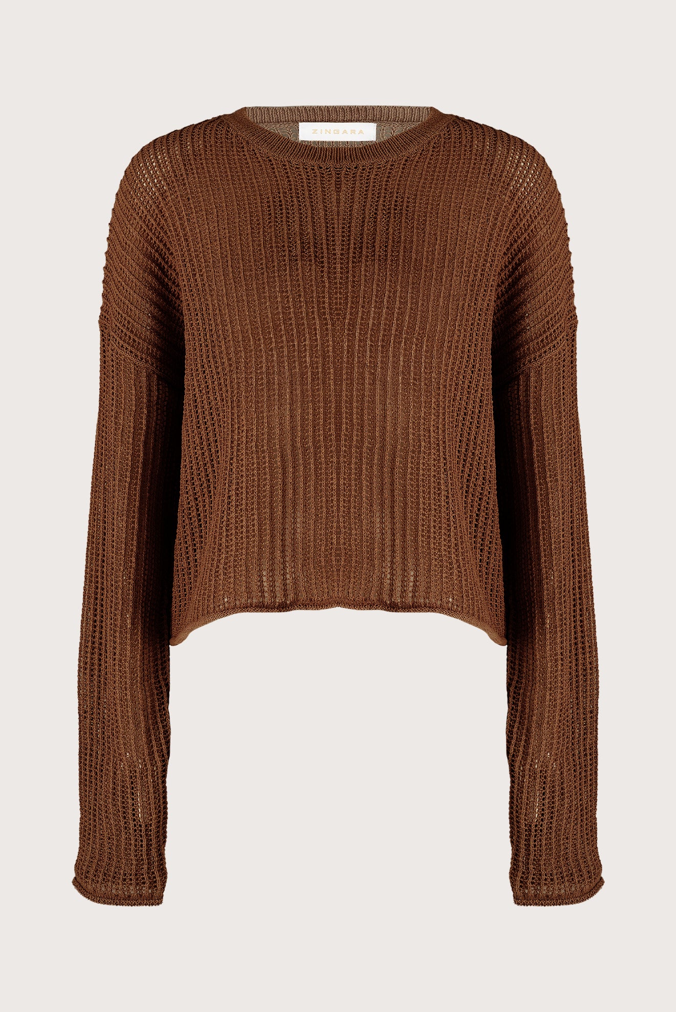 Brown Perla Openwork Sweater