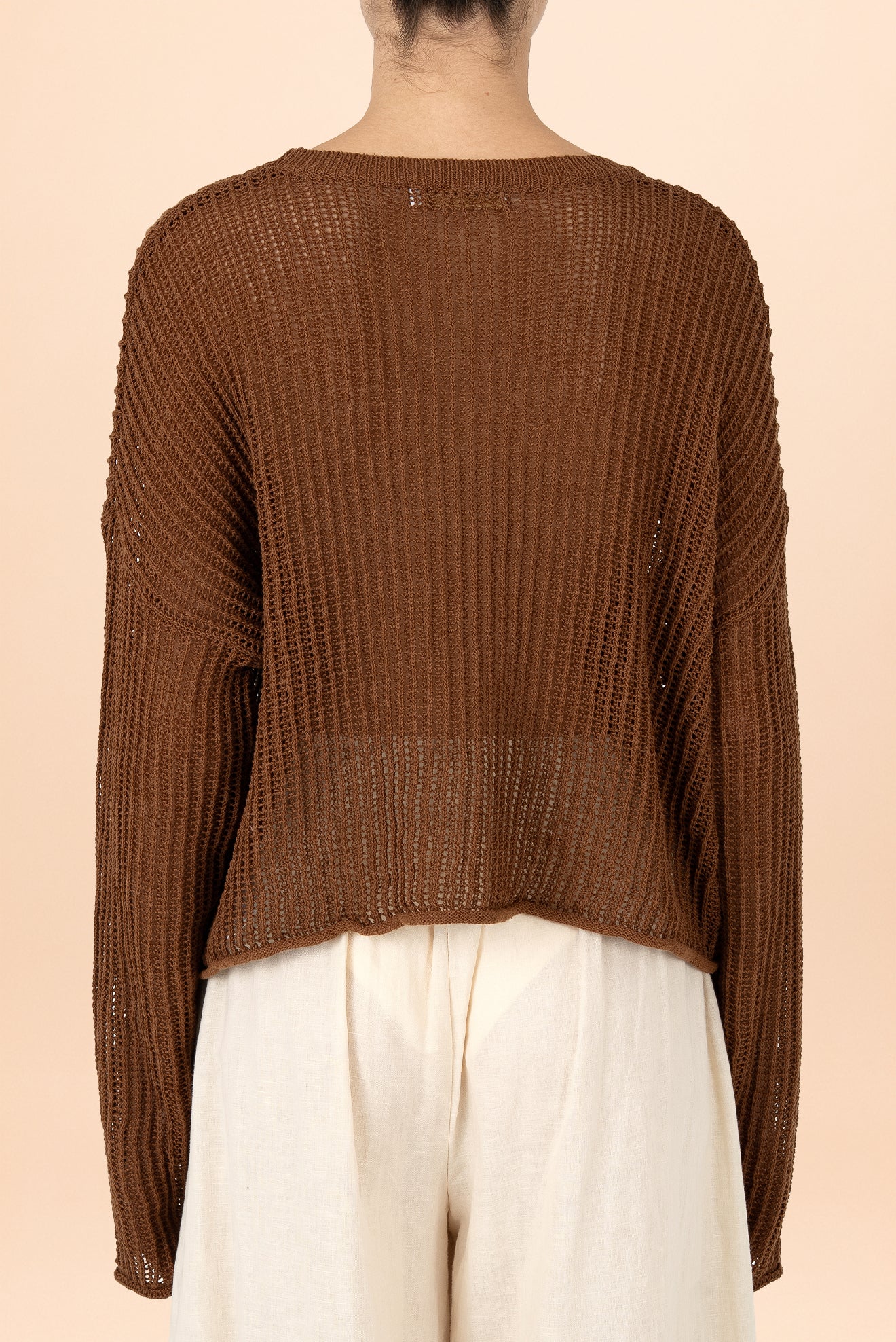 Brown Perla Openwork Sweater