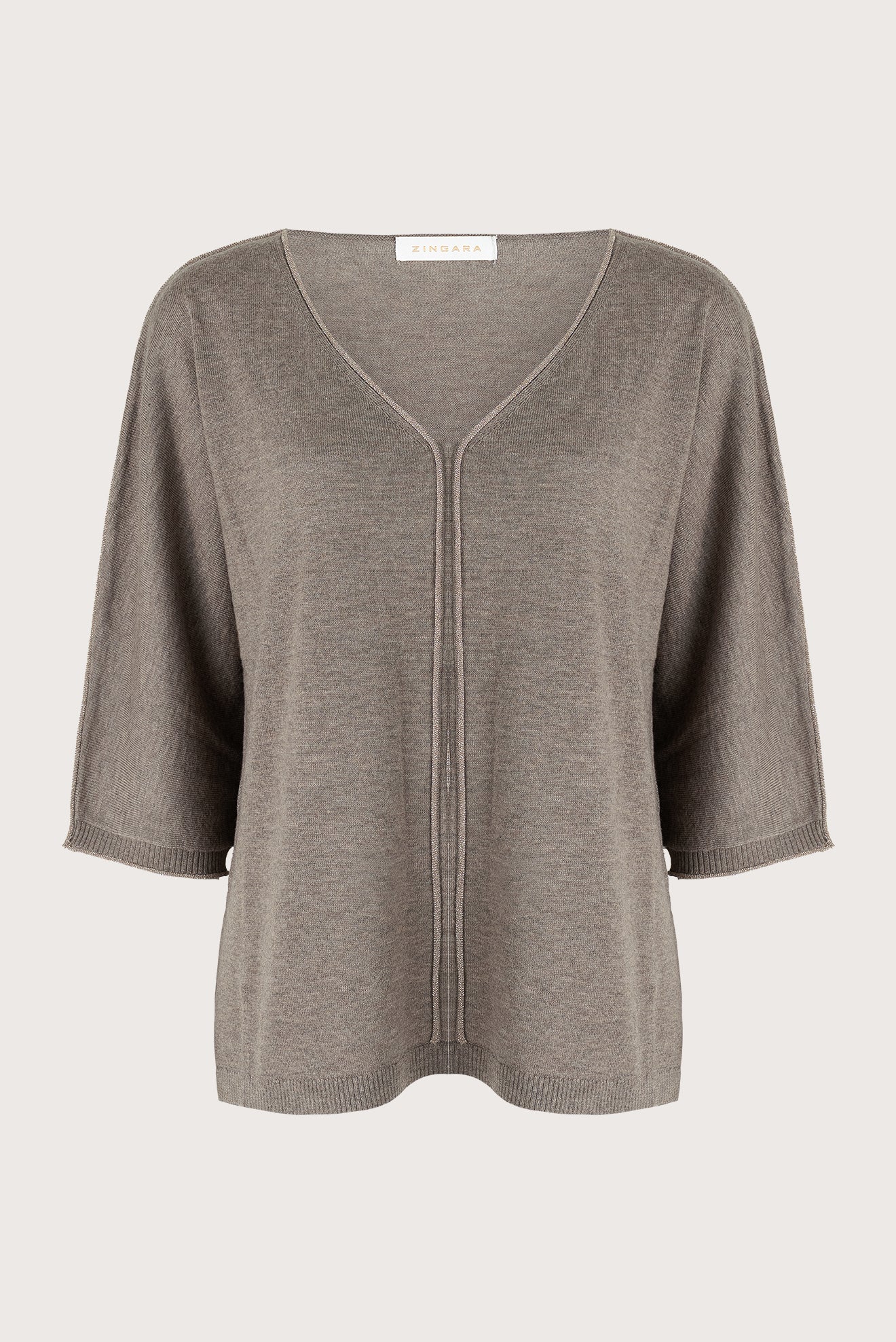 Grey Perla V-Neck Detail Sweater