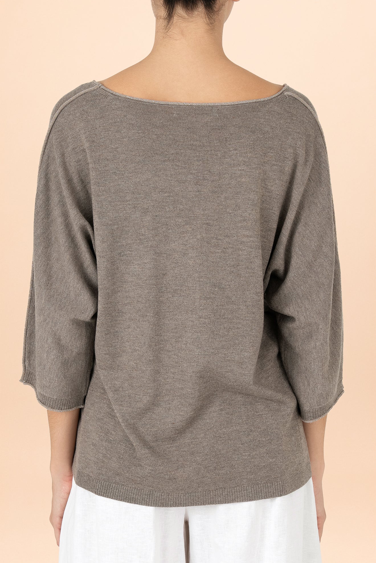 Grey Perla V-Neck Detail Sweater