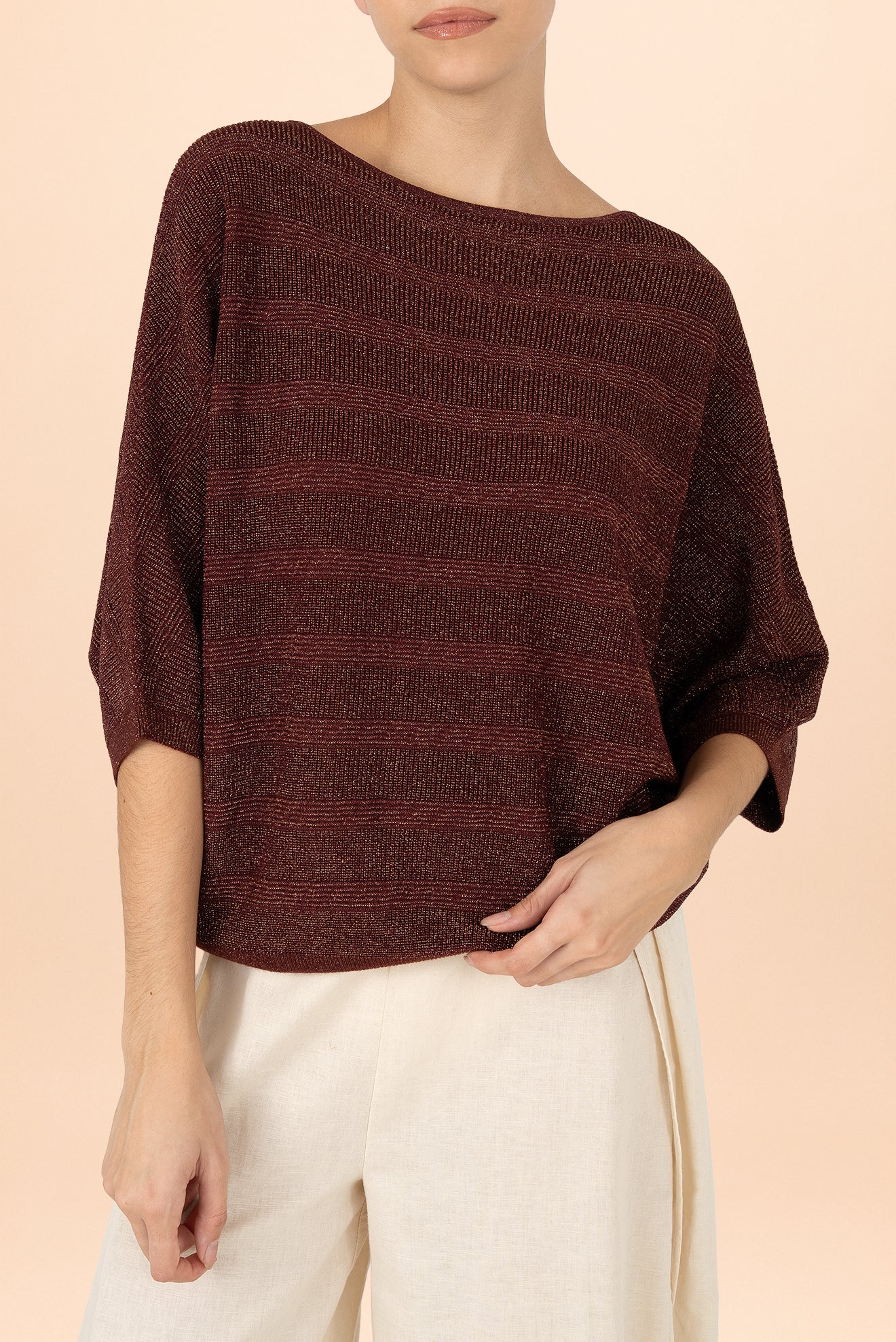 Suéter Perla Lurex Stripe Café