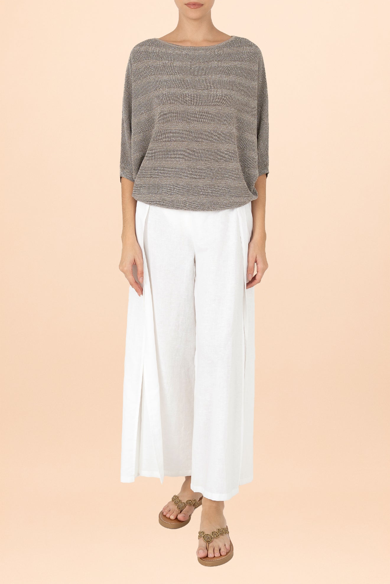 Suéter Perla Lurex Stripe Gris