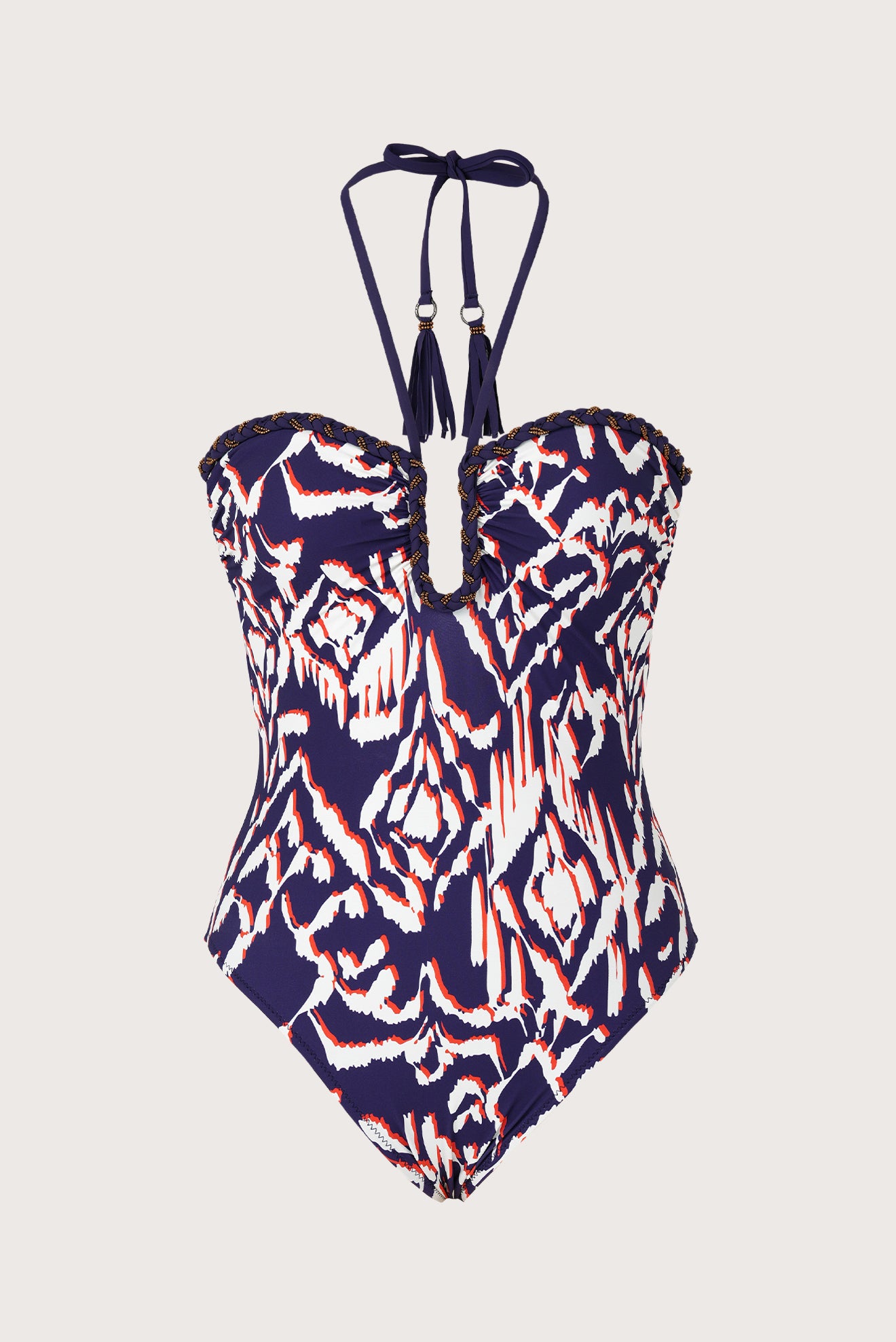 Lazuli U-Neck Embroidered One-Piece - U-Neckline and Embroidery