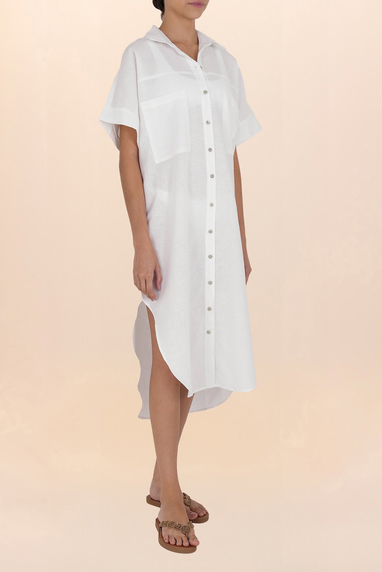 Long Linen Shirt White