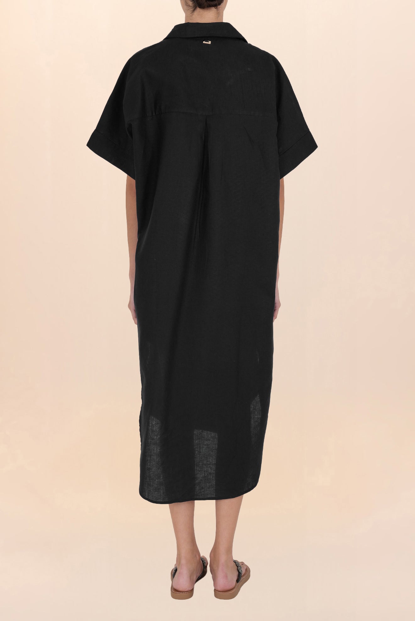 Long Linen Shirt Black