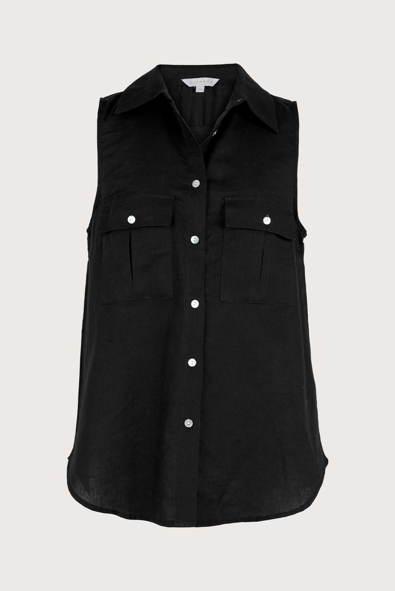 Black Linen Button Shirt
