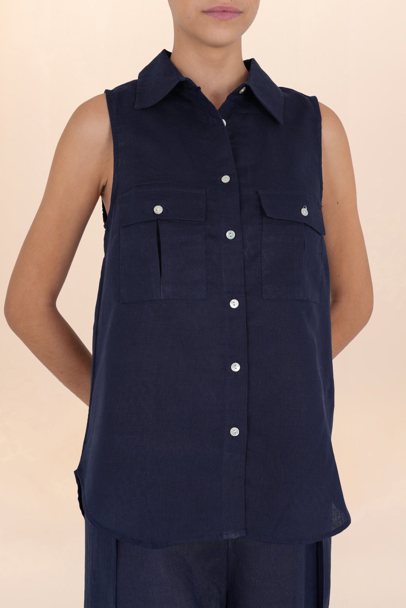 Blue Linen Button Shirt