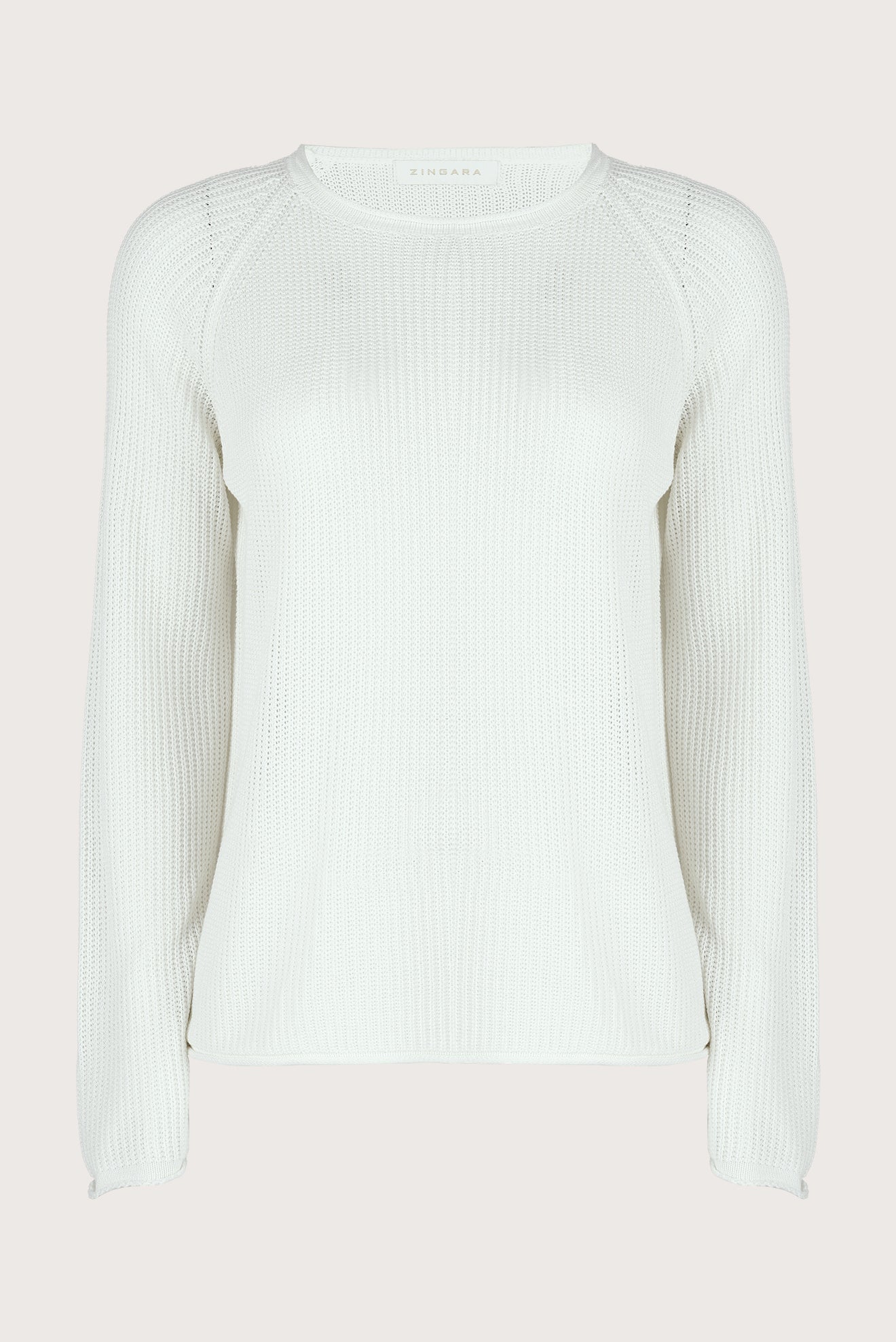 White Round Neck Sweater