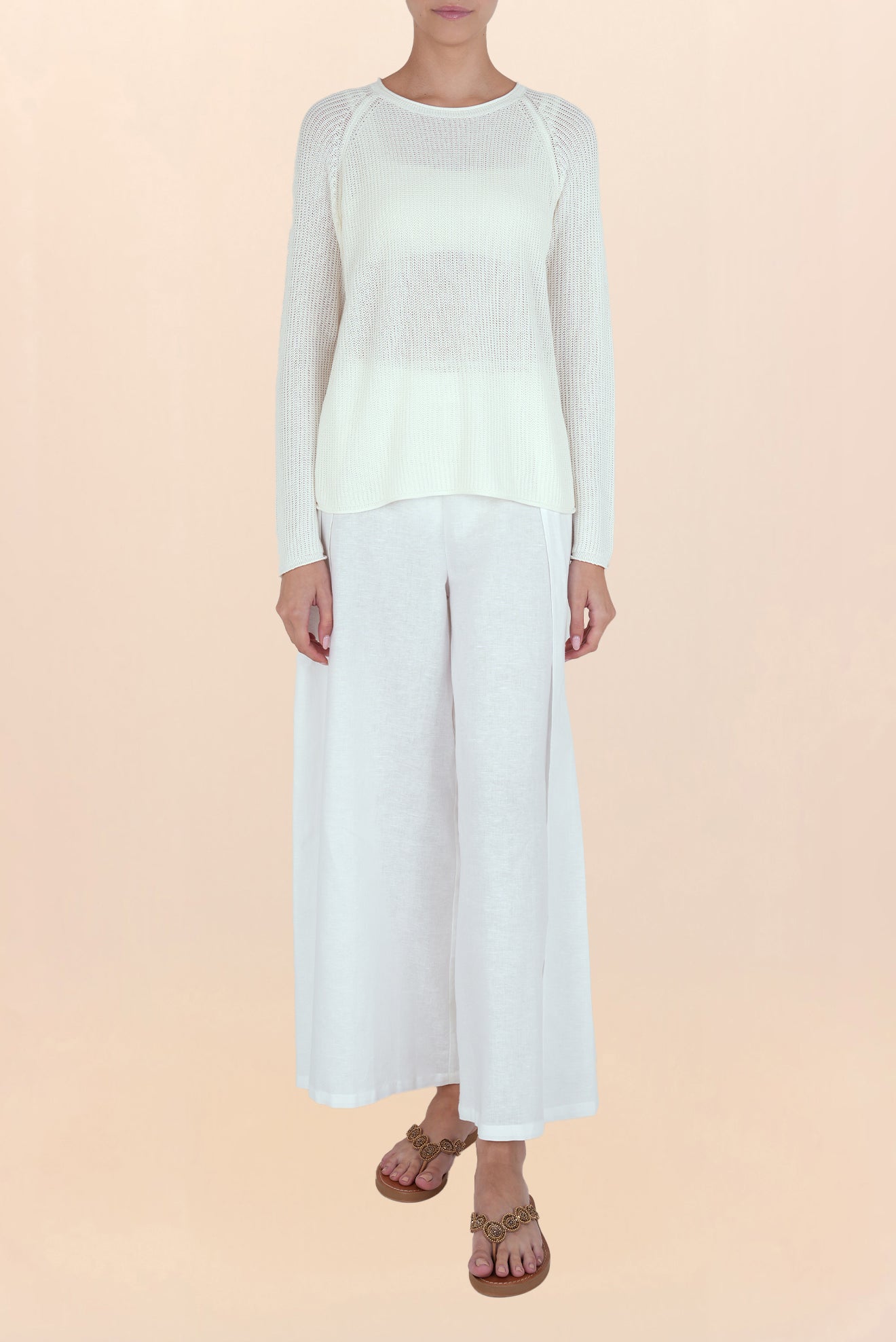 White Round Neck Sweater