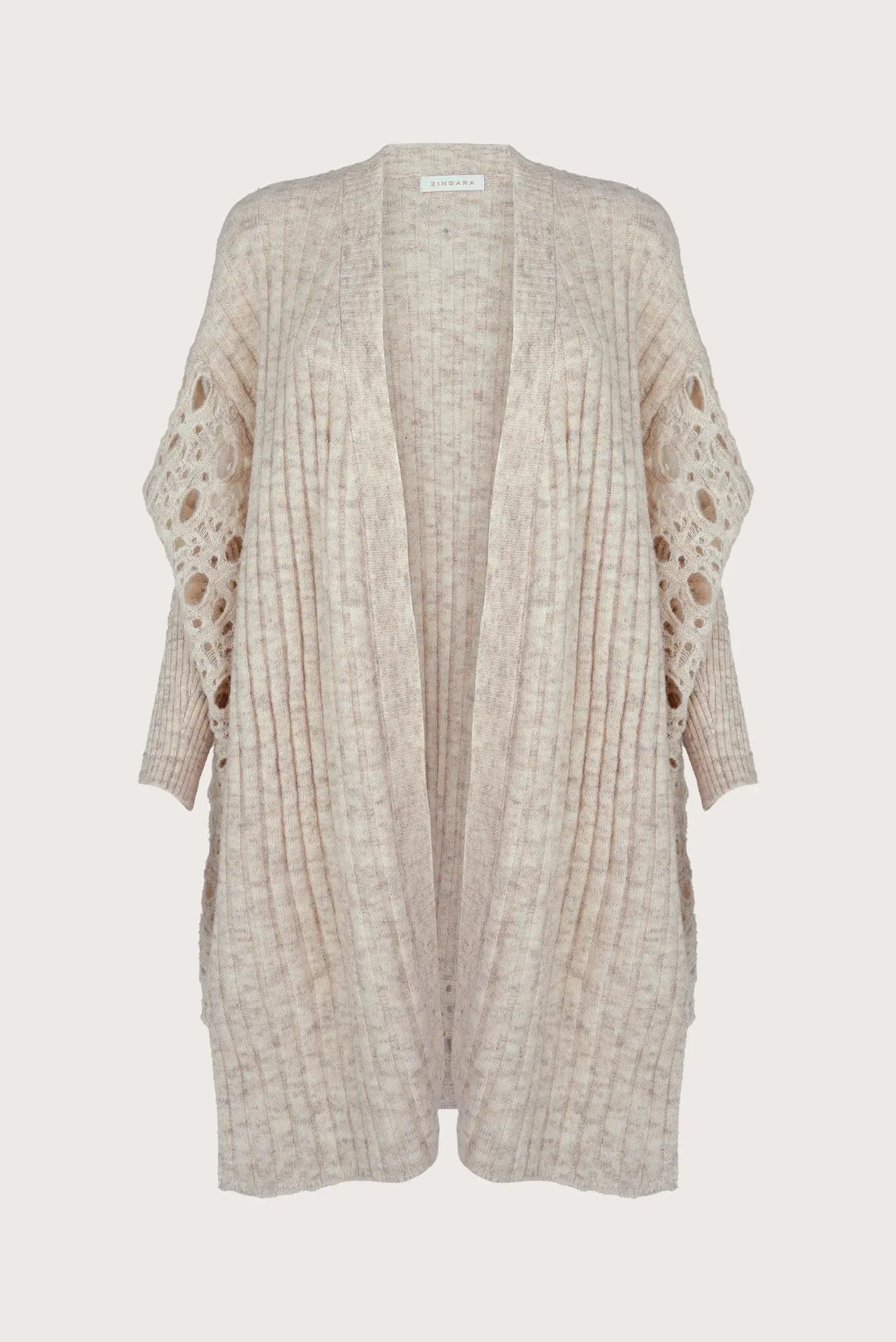CARDIGAN LARGO CALADO PERLA BEIGE Zingara