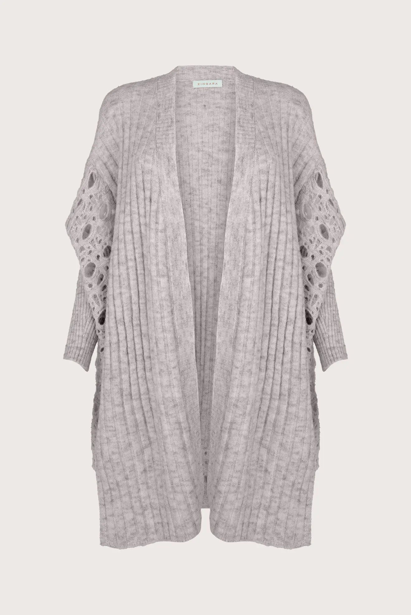 CARDIGAN LARGO CALADO PERLA GREIGE Zingara