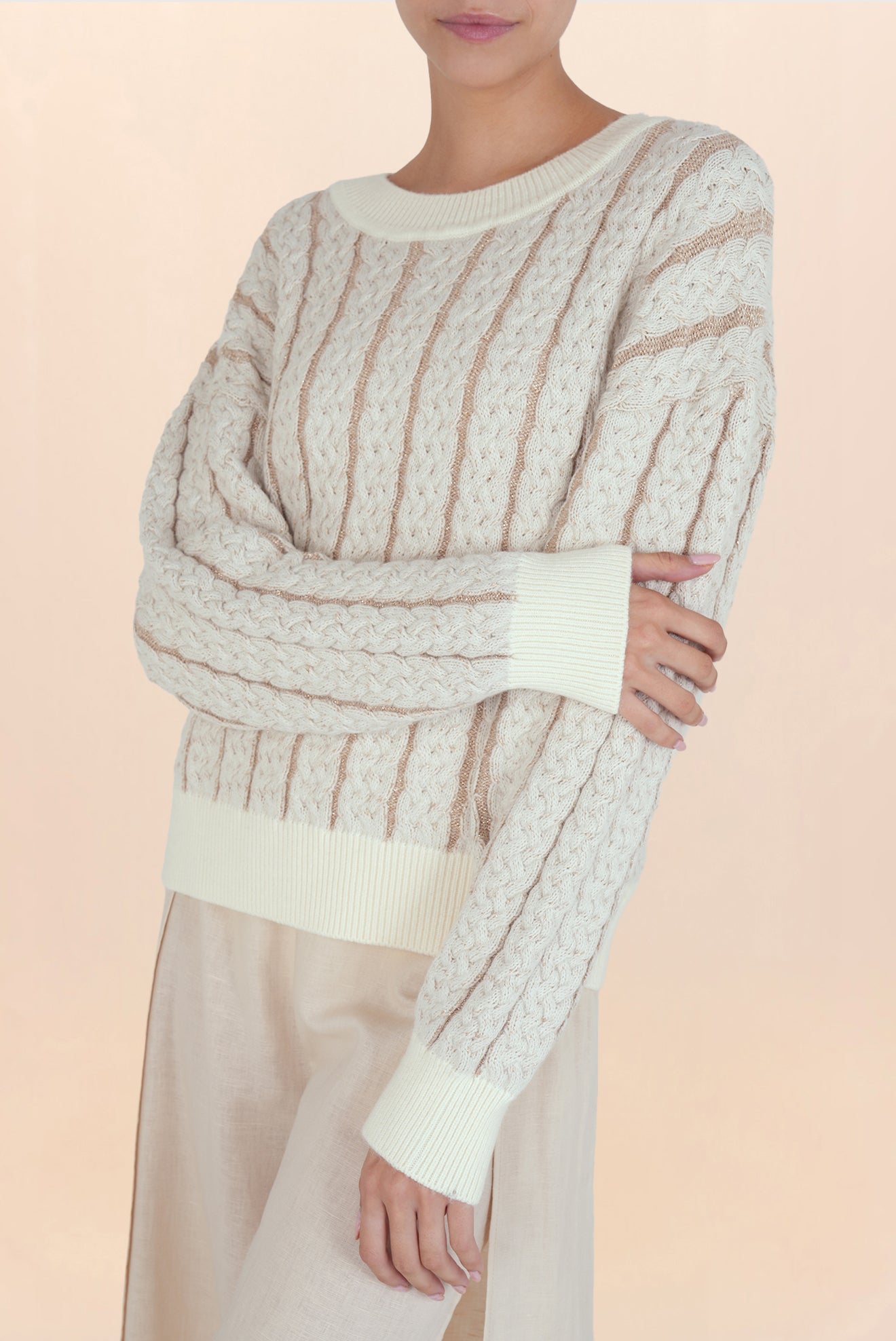 Shiny Eights Sweater - White