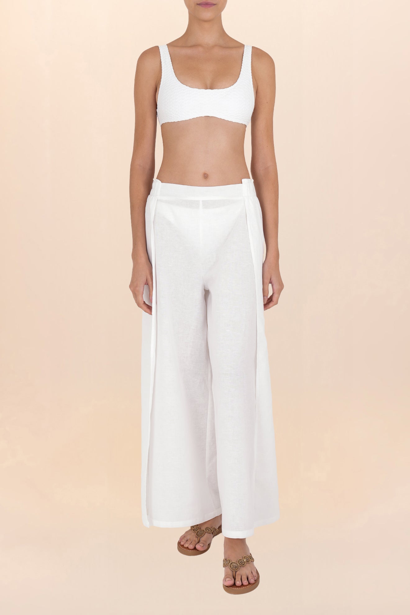 White Open Linen Pants