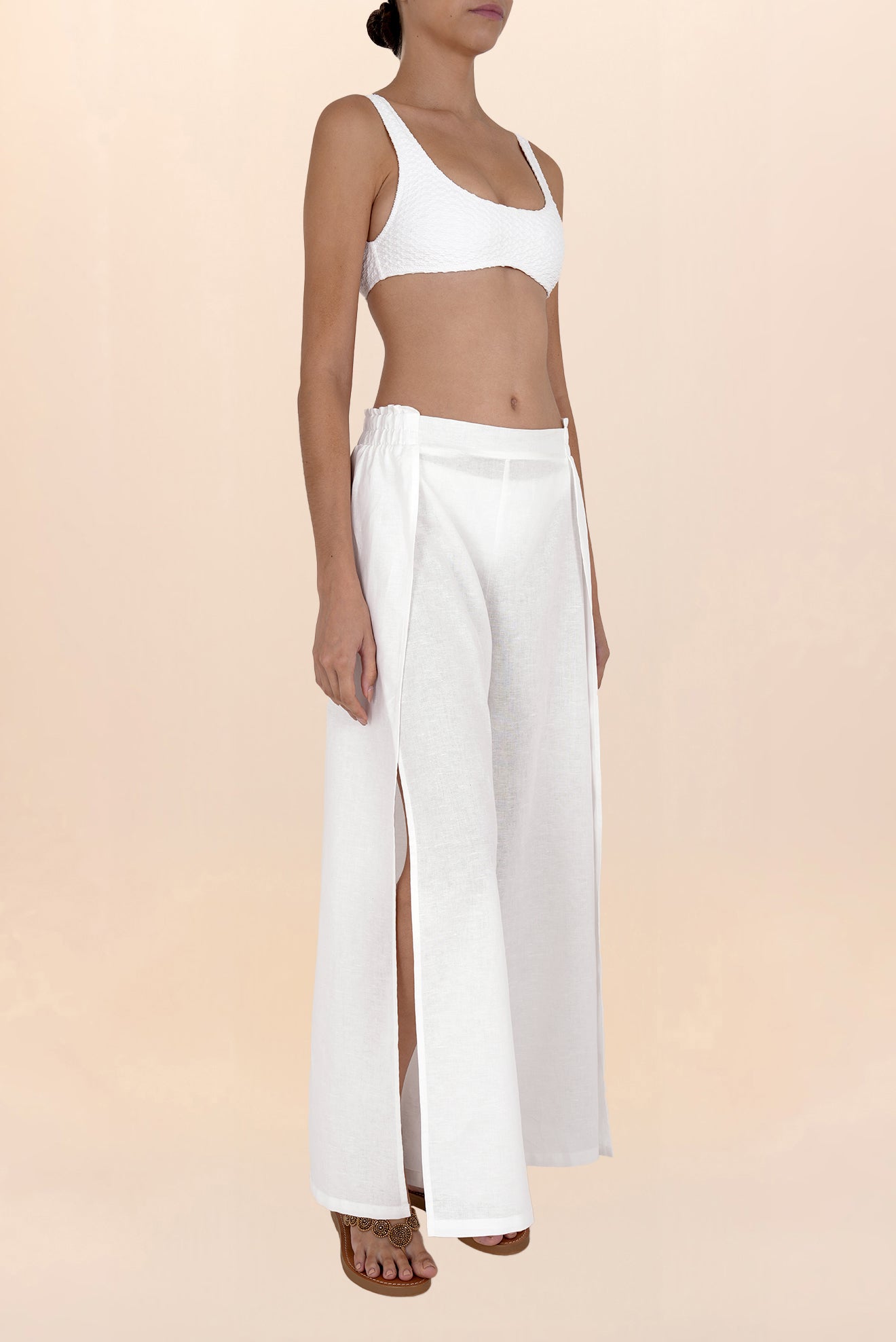 White Open Linen Pants