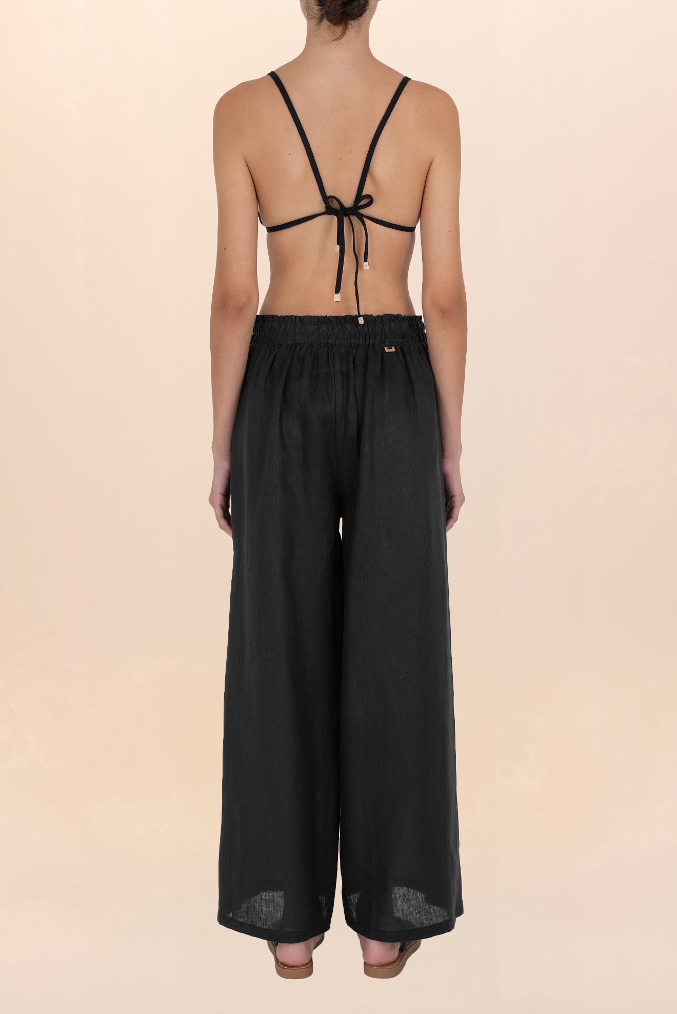 Black Open Linen Pants