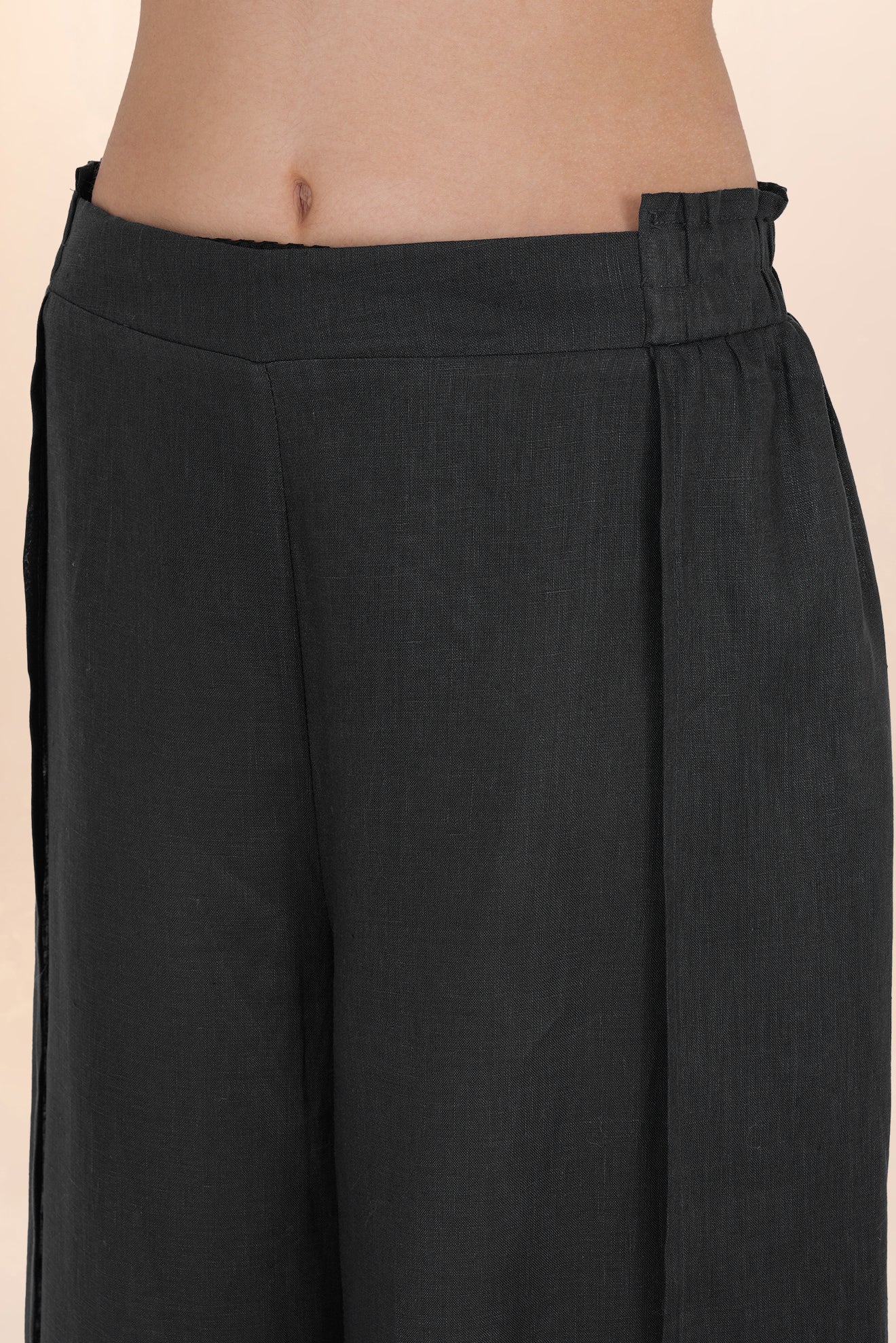 Black Open Linen Pants