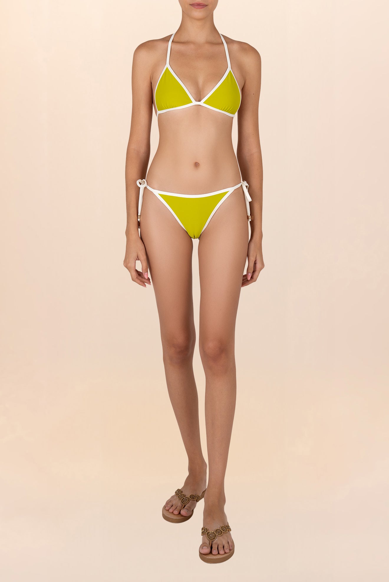Top Triángulo Reversible Joker - Amarillo y Marrón