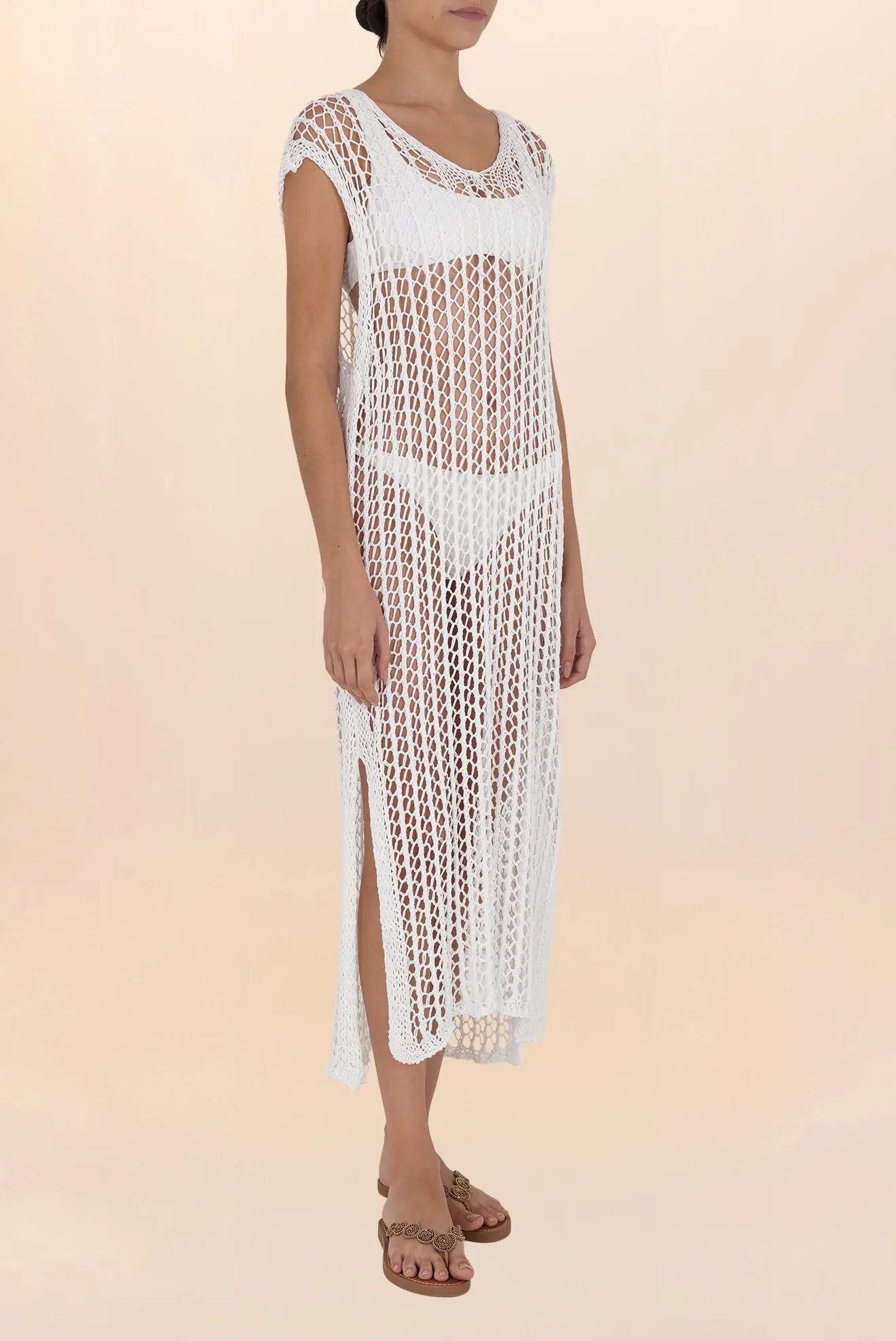 Vestido largo calado - Color Blanco Zingara