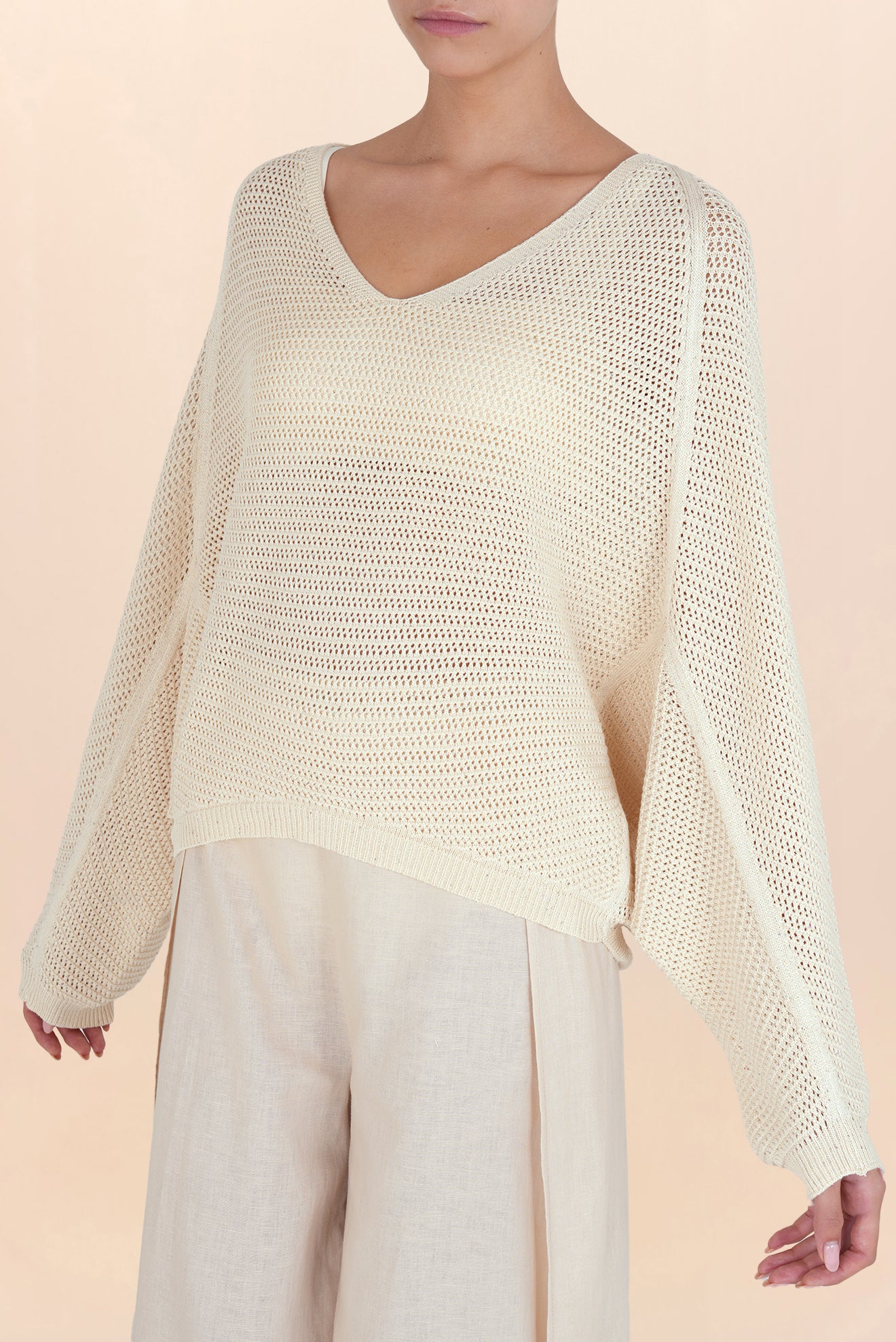 Suéter Calado Lorena Web Beige