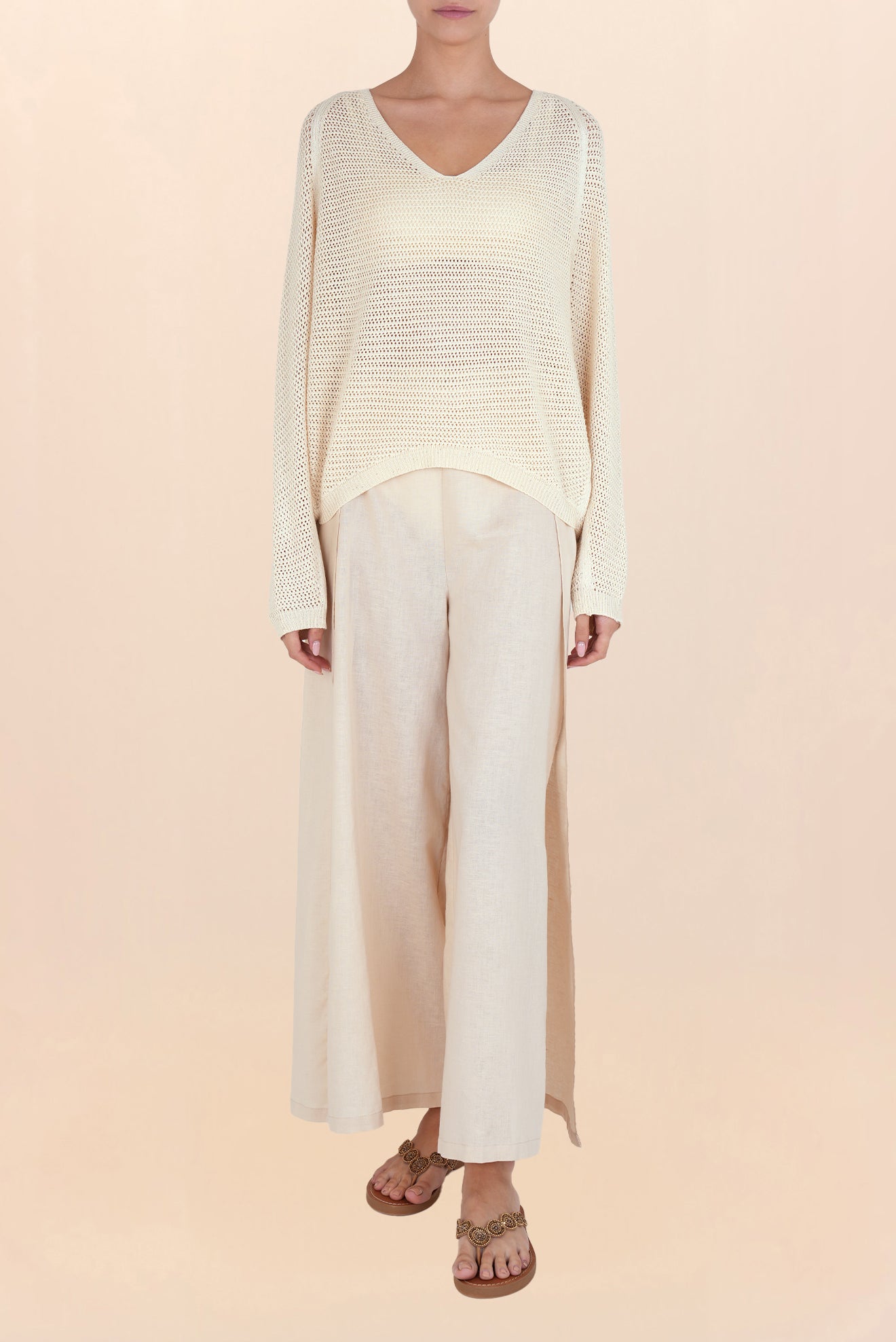 Suéter Calado Lorena Web Beige