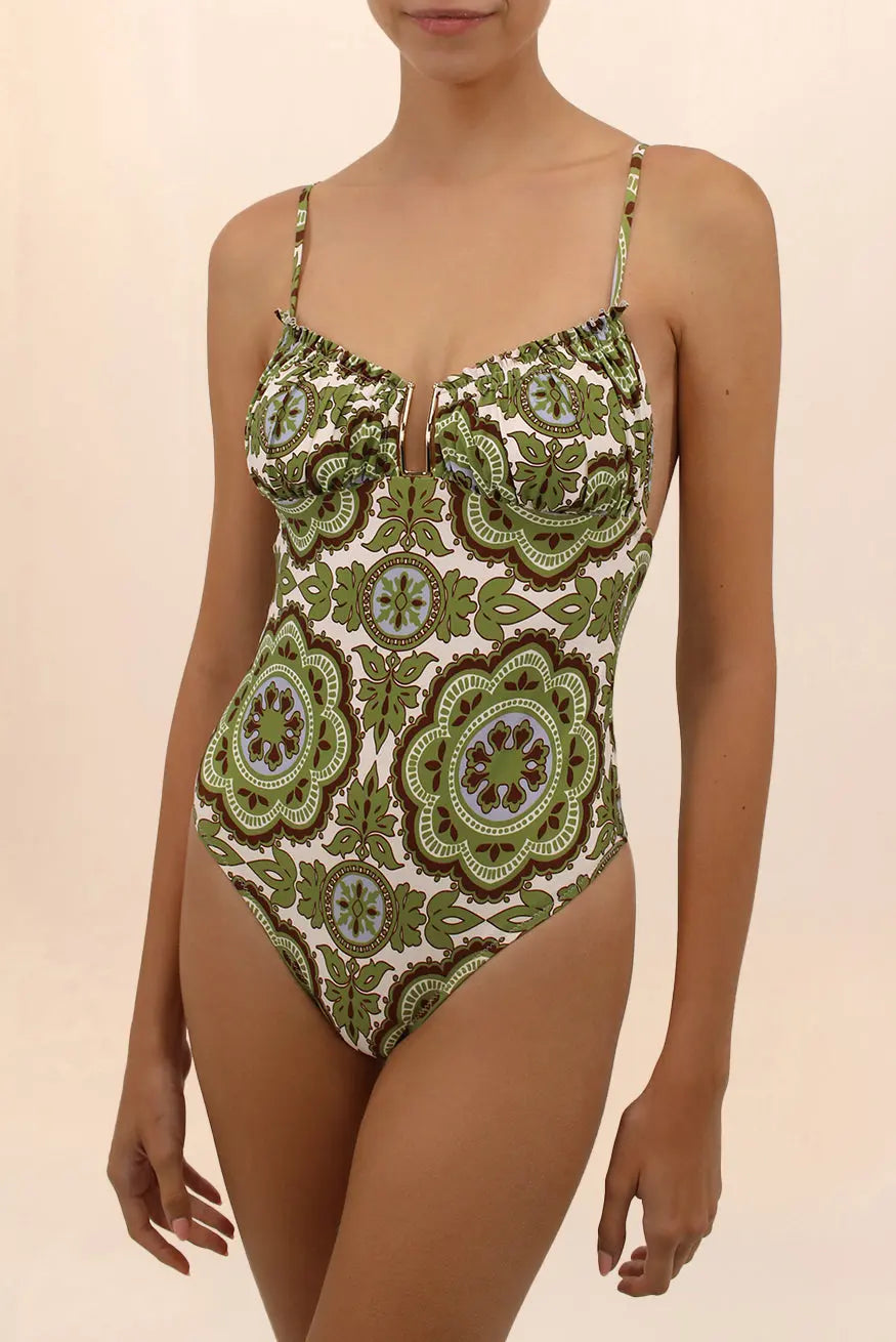 ワンピース mogera Plus Size Grecian Skater Ruched One Piece Swimdress in