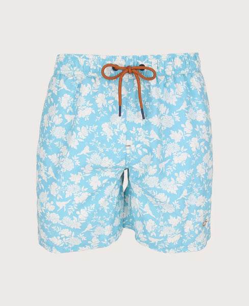 Blue Floral Swim Trunks for Men - Perfect for the Beach