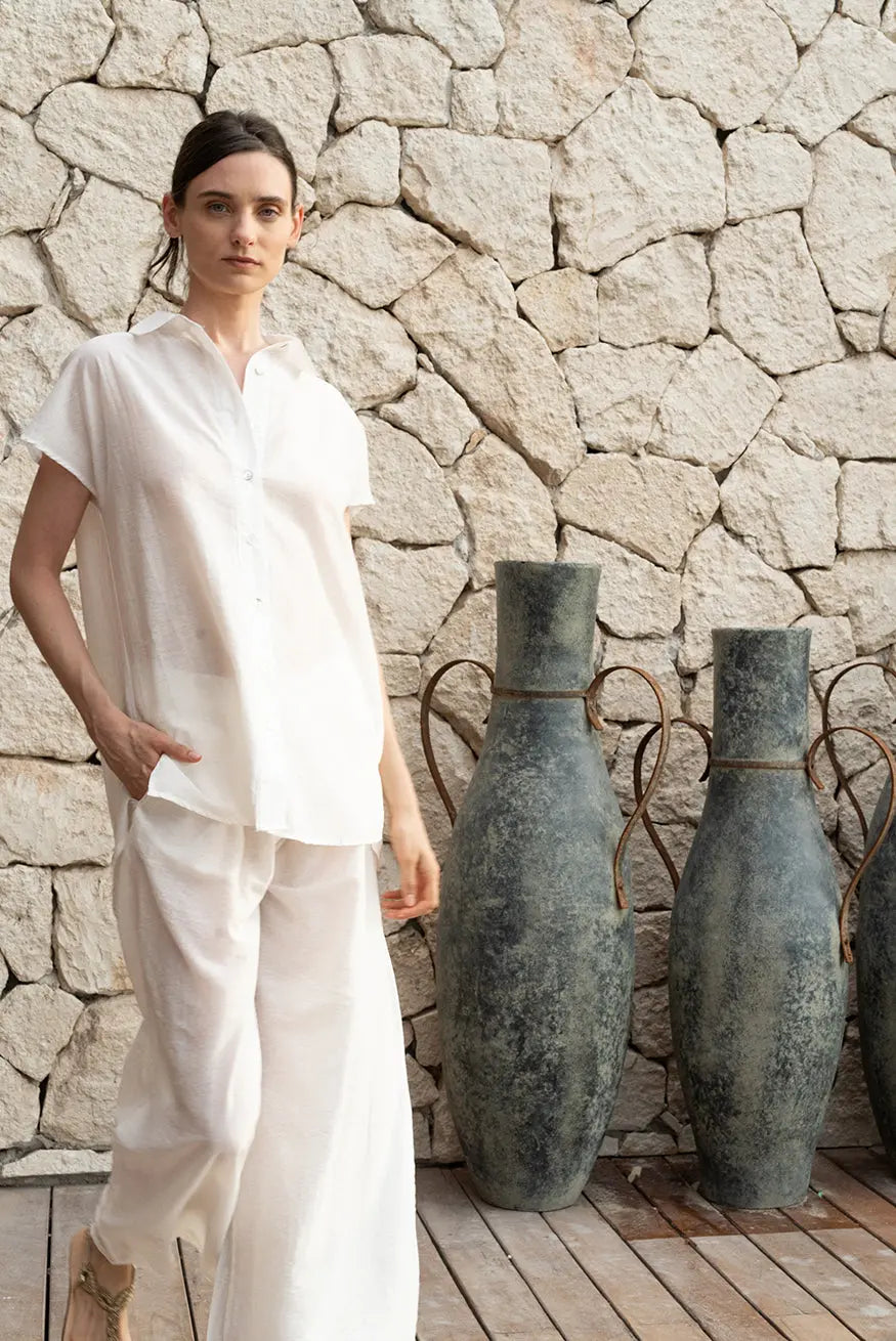 White Wide Pants | Freshness and Natural Elegance.
