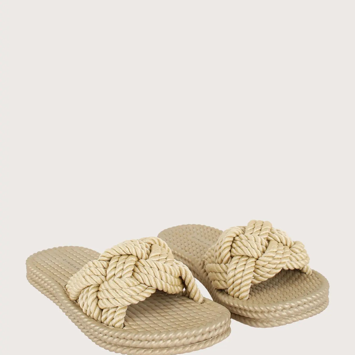 Beige Knot Sandals Artisanal Texture Versatile Style