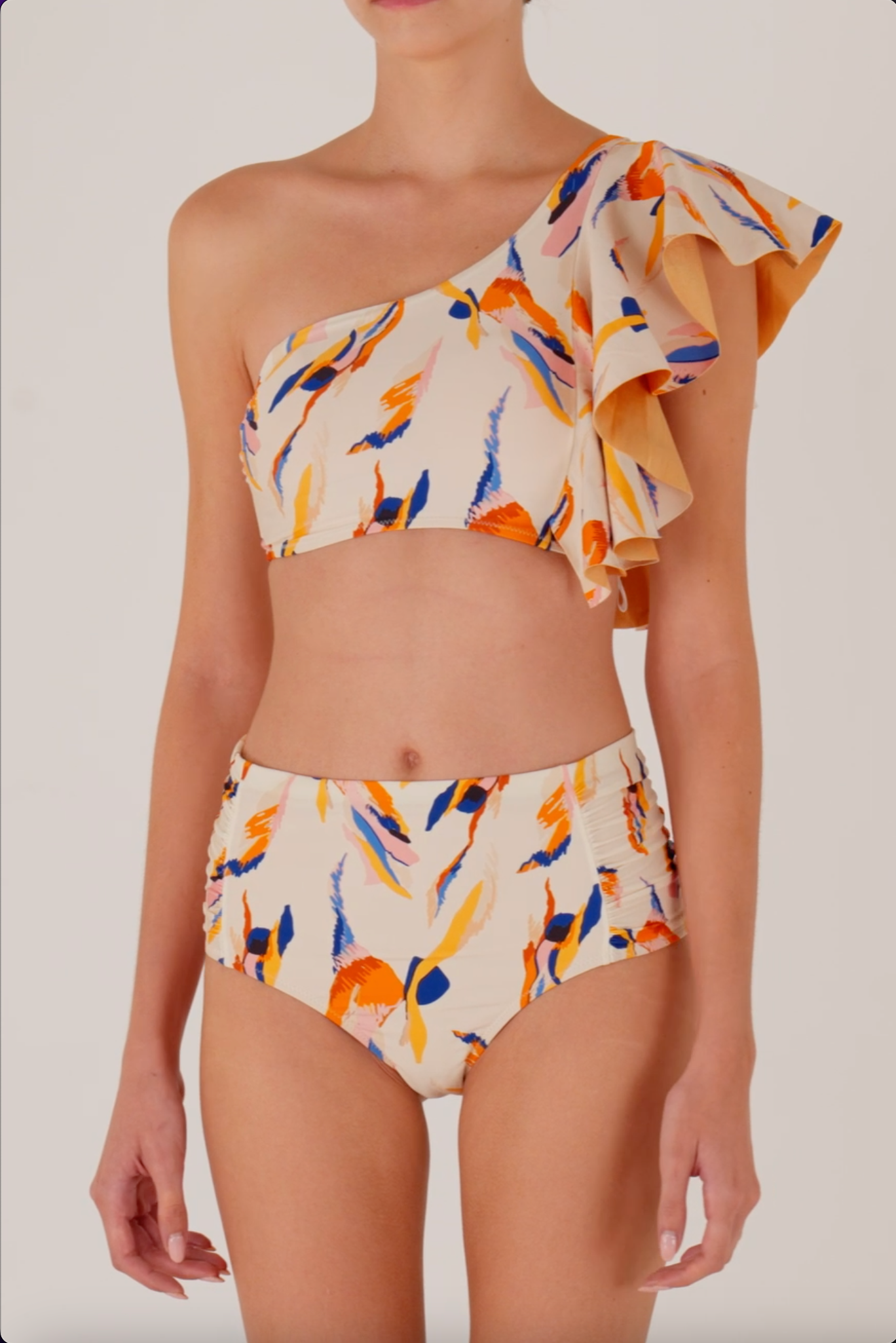 Calais High-Waisted Ruched Bikini Bottom