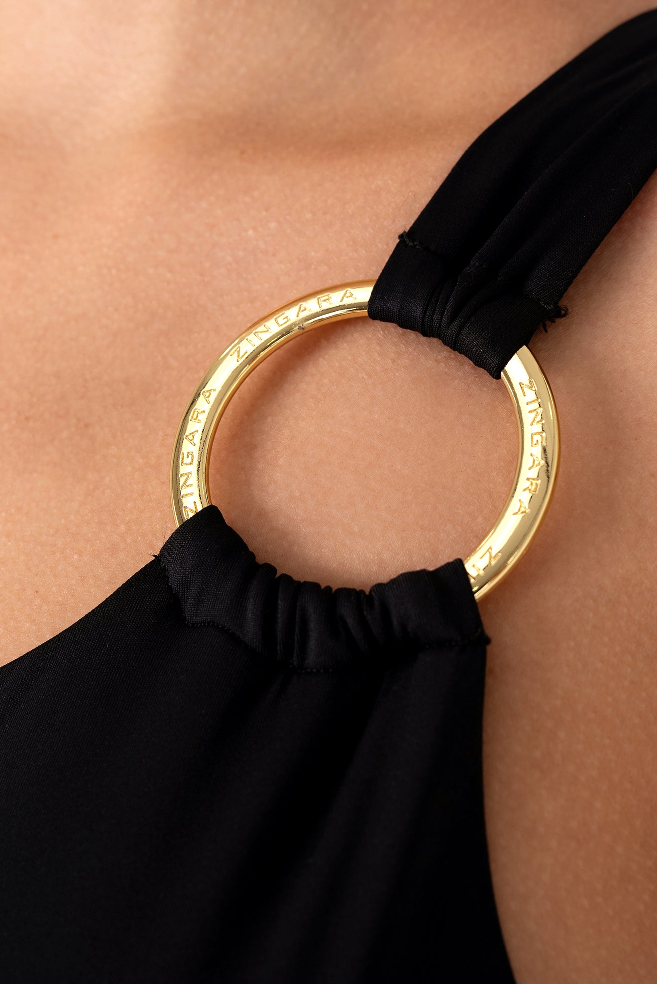 Black Ring One-Shoulder Trikini