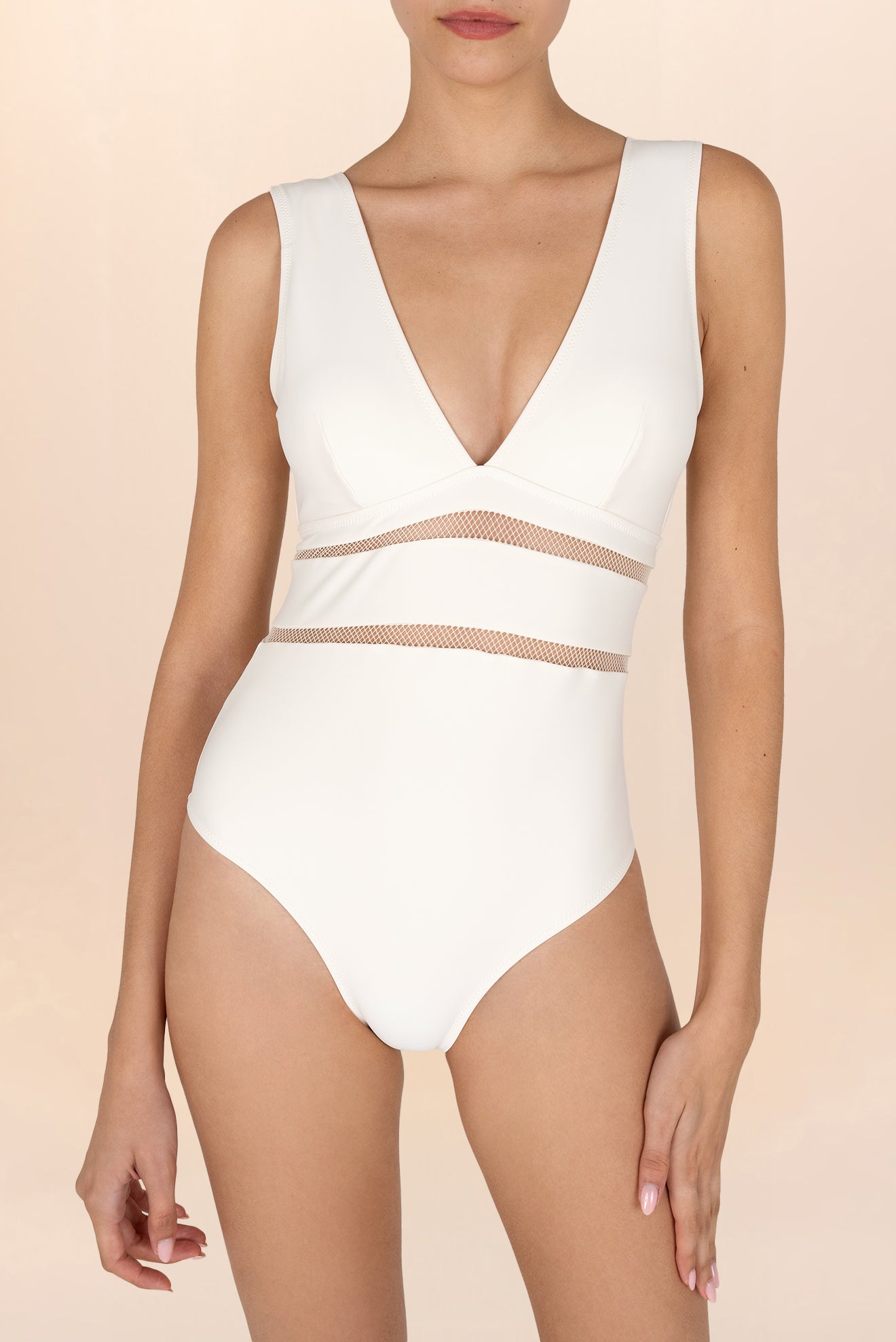 Ruan V-Neck Ladder One-Piece Off-White