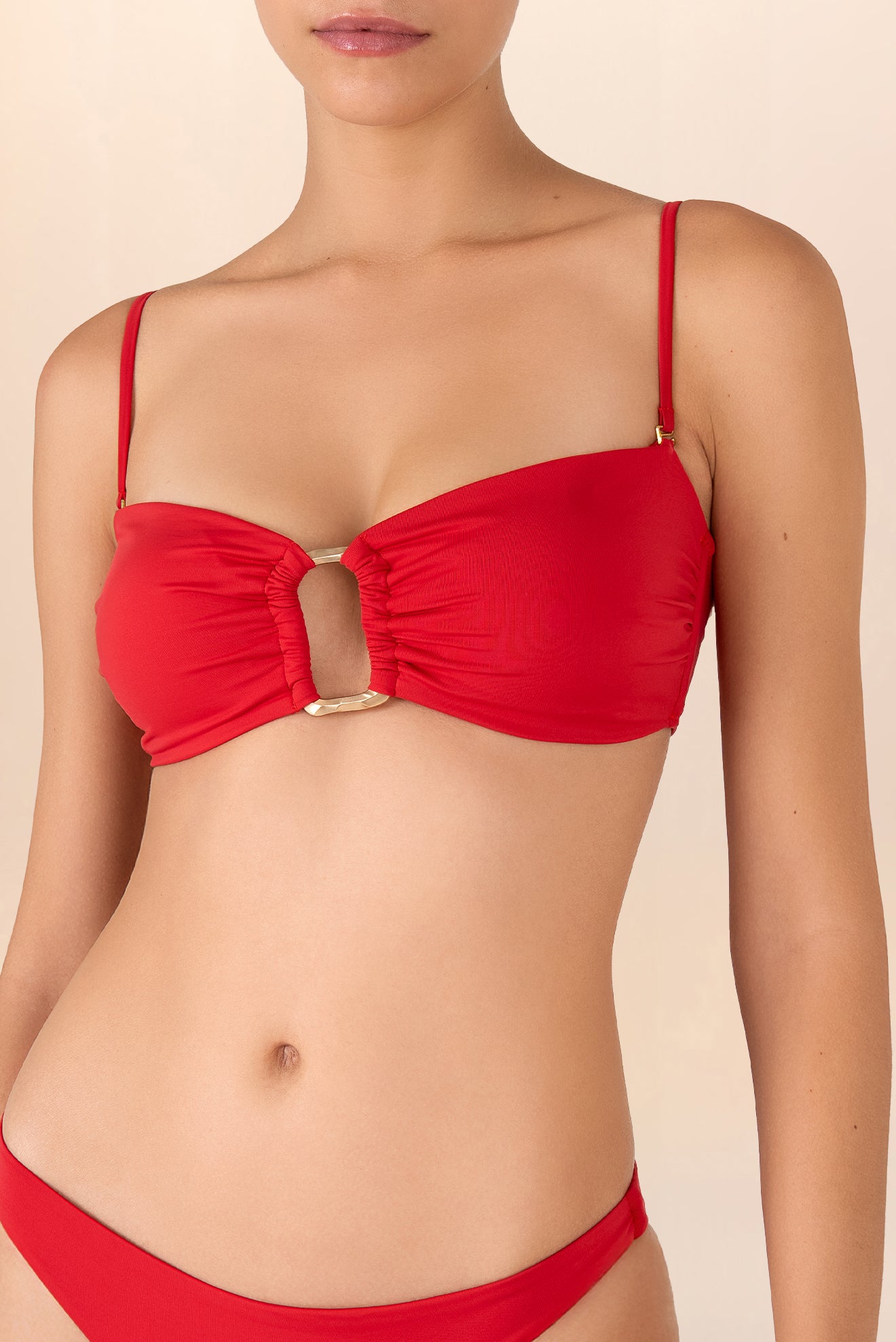 Red Buckle Bandeau Top