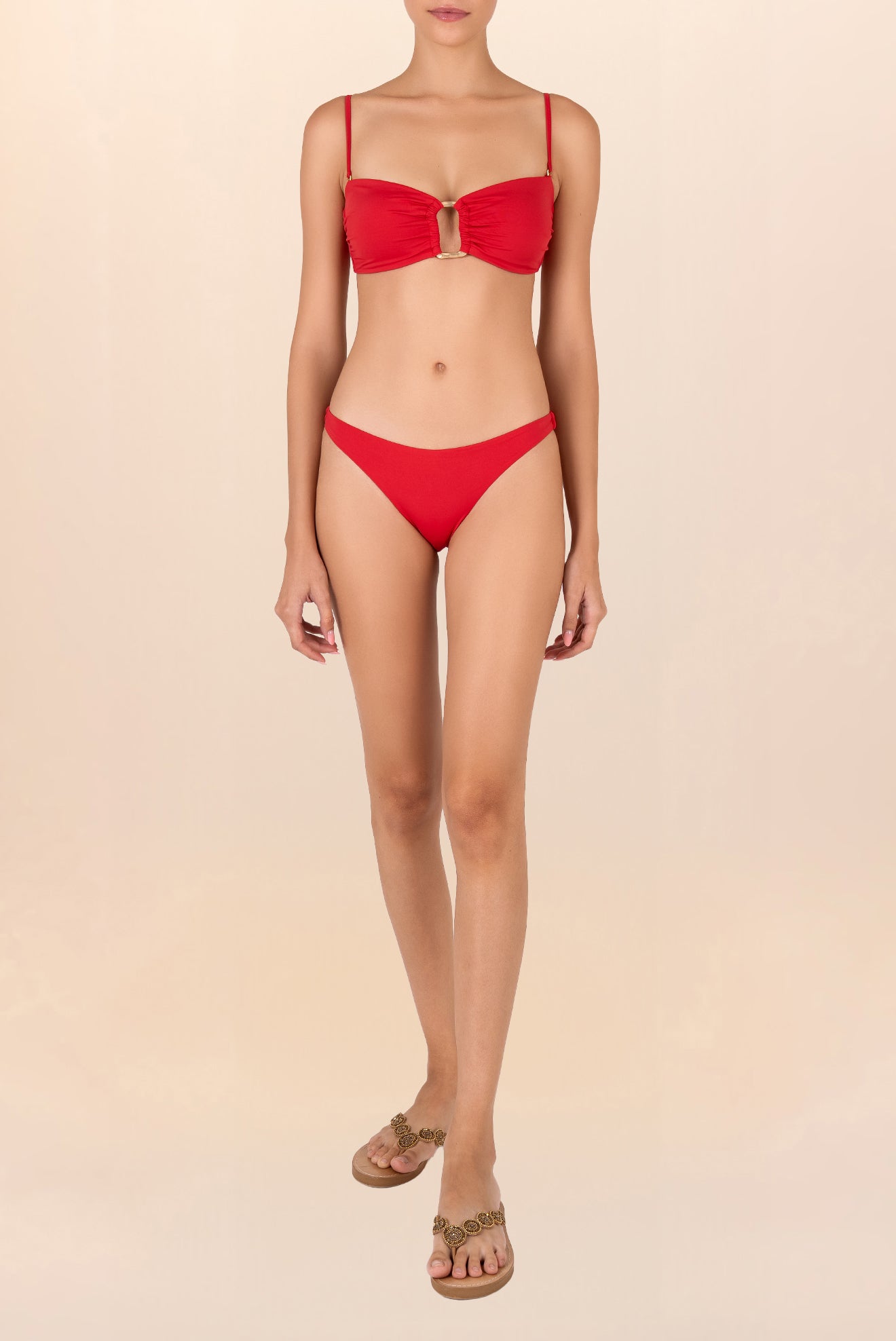 Red Buckle Bandeau Top