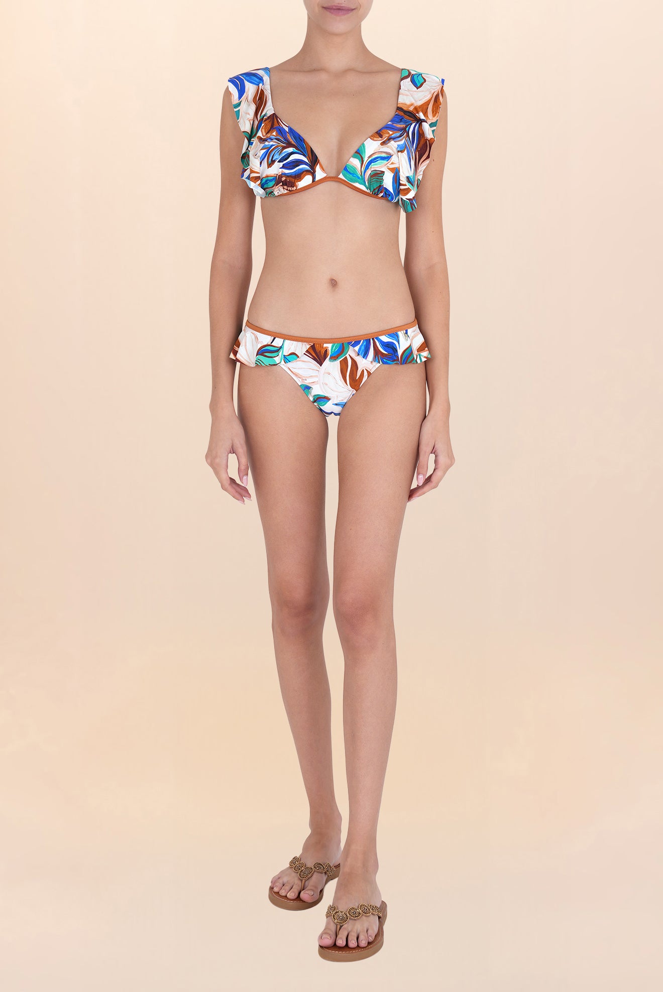 Ruffled Triangle Bikini Top Metz